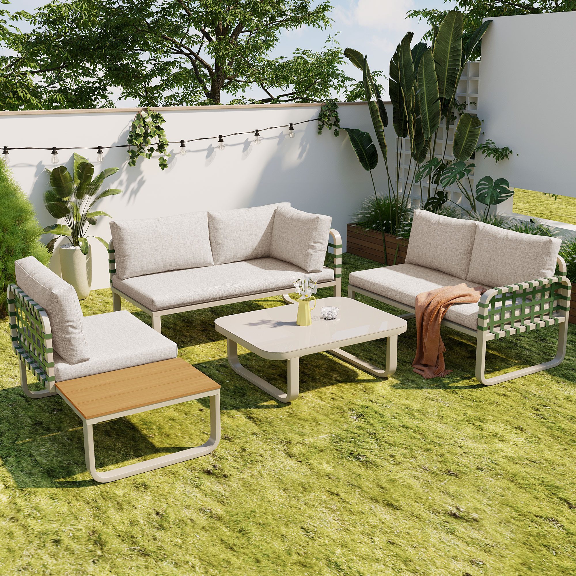 Flieks Gartenlounge-Set, 5-Sitzer Gartenmöbel, Couchtisch aus günstig online kaufen