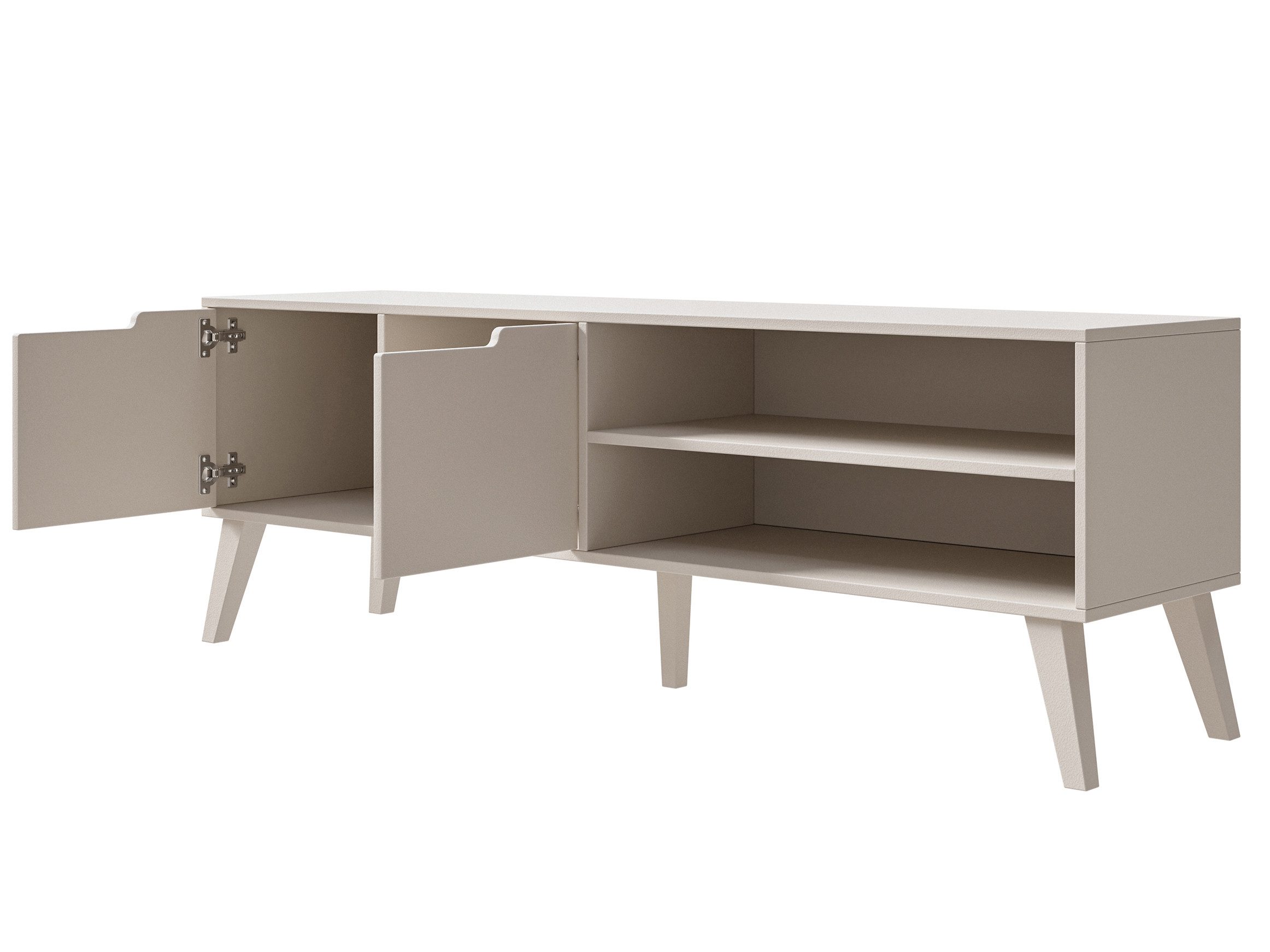Beautysofa TV-Schrank NOREL kompaktes Design mit zwei Schränken und offenen Seitenfächern (erhältlich in Braun Walnuss & Cashmere) Breite: 160 cm