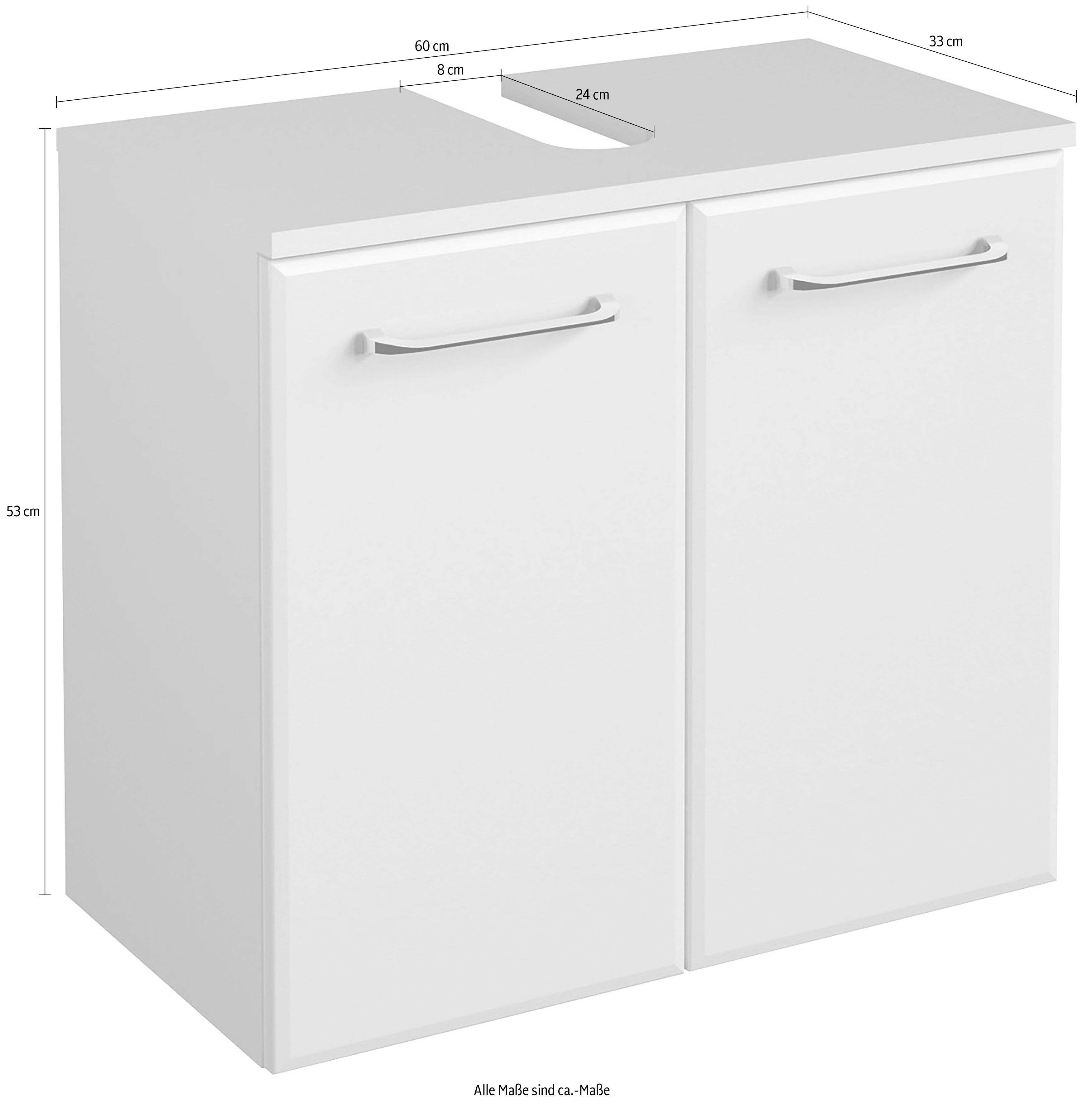 Hochglanz Waschbeckenunterschrank Glanz/Weiß Breite Glanz | Höhe Weiß Weiß PELIPAL cm, 53 cm, 60 Türdämpfer Quickset