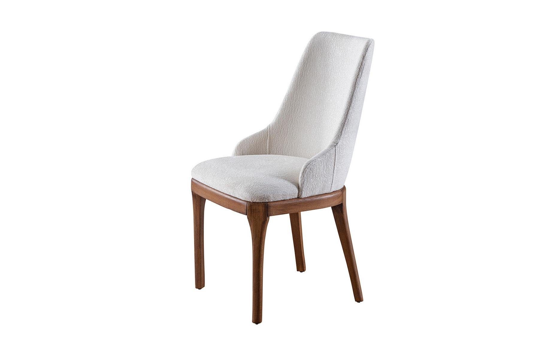 braun Füße Europa Stuhl (1 Neuheit Esszimmerstuhl Esszimmer Holz Design in St), mit Weiße Made Exklusive JVmoebel