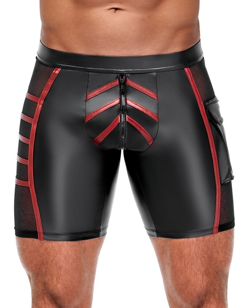 NEK Boxershorts Boxershorts mit Reißverschluss halb transparent Wetlook und Netz - sch (1-St) Seitlich Feinnetz-Einsätze, Vorne Reißverschluss zum Öffnen