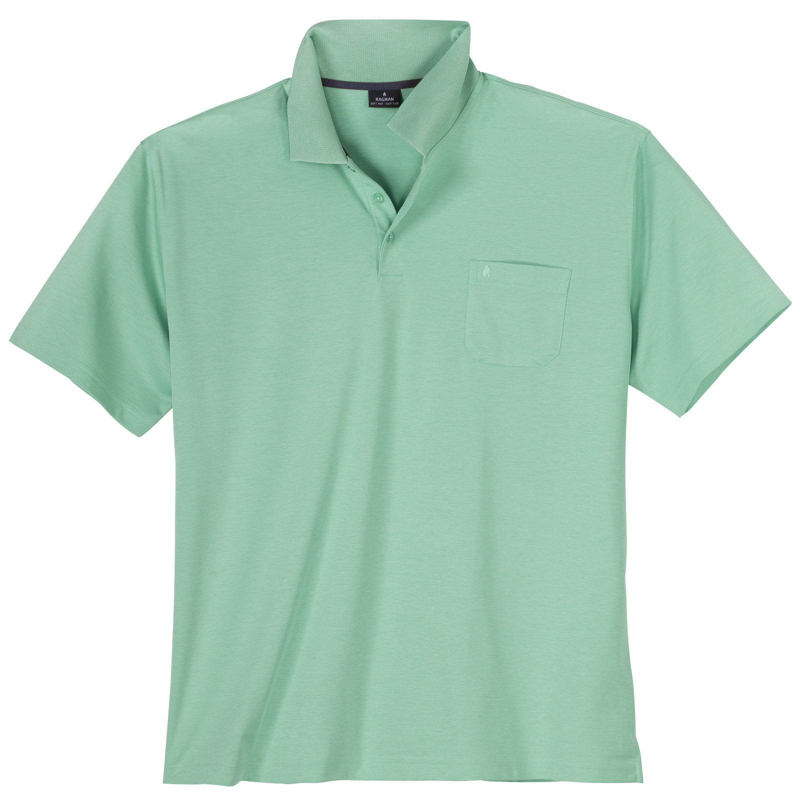 RAGMAN Poloshirt Ragman Übergrößen Poloshirt hellgrün melange