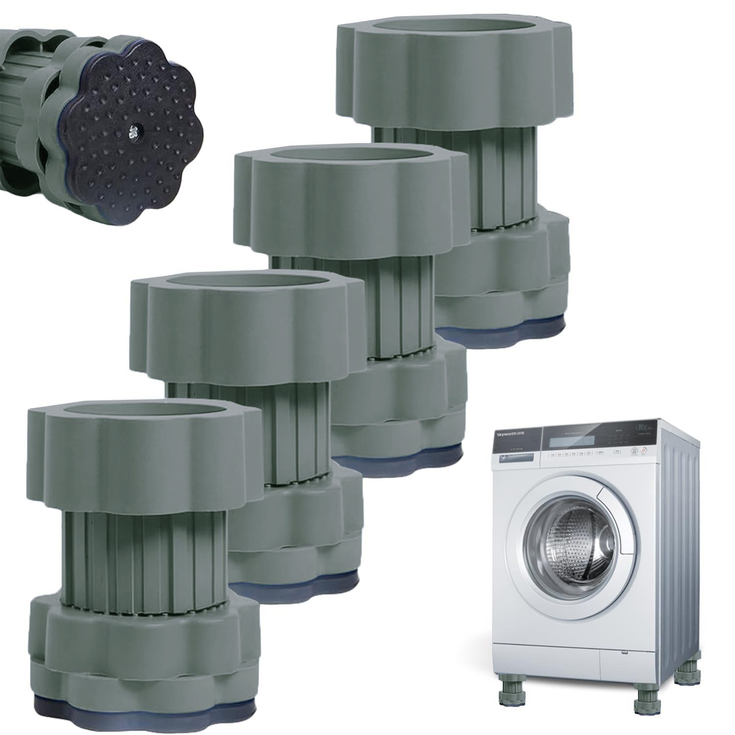 Auledio Waschmaschinenuntergestell Waschmaschinen-Vibrationsdämpferfüße, 4 Waschmaschinen-Fußpolster, Waschmaschinen-Schock- und Rutschschutz-Füße