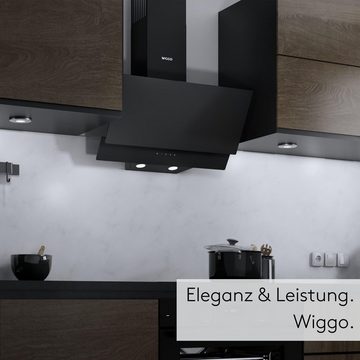 wiggo Kopffreihaube WE-A642G Dunstabzugshaube 60cm kopffrei - 2 Glas schwarz, Abluft Umluft Dunstabzug 626m³/h - Touch-Display - Glasfront
