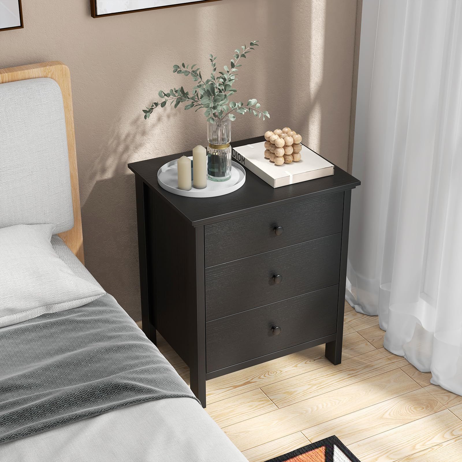 COSTWAY Nachttisch (1-St), Nachtkommode, mit 3 Schubladen, 56x45x66 cm günstig online kaufen