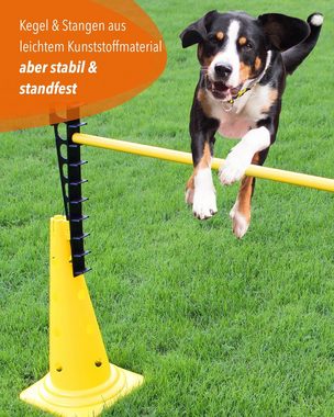 Superhund Agility-Hürde Leiterhürde mit Kegel 50 und Stange 100 cm Farbe Orange, Kunststoff