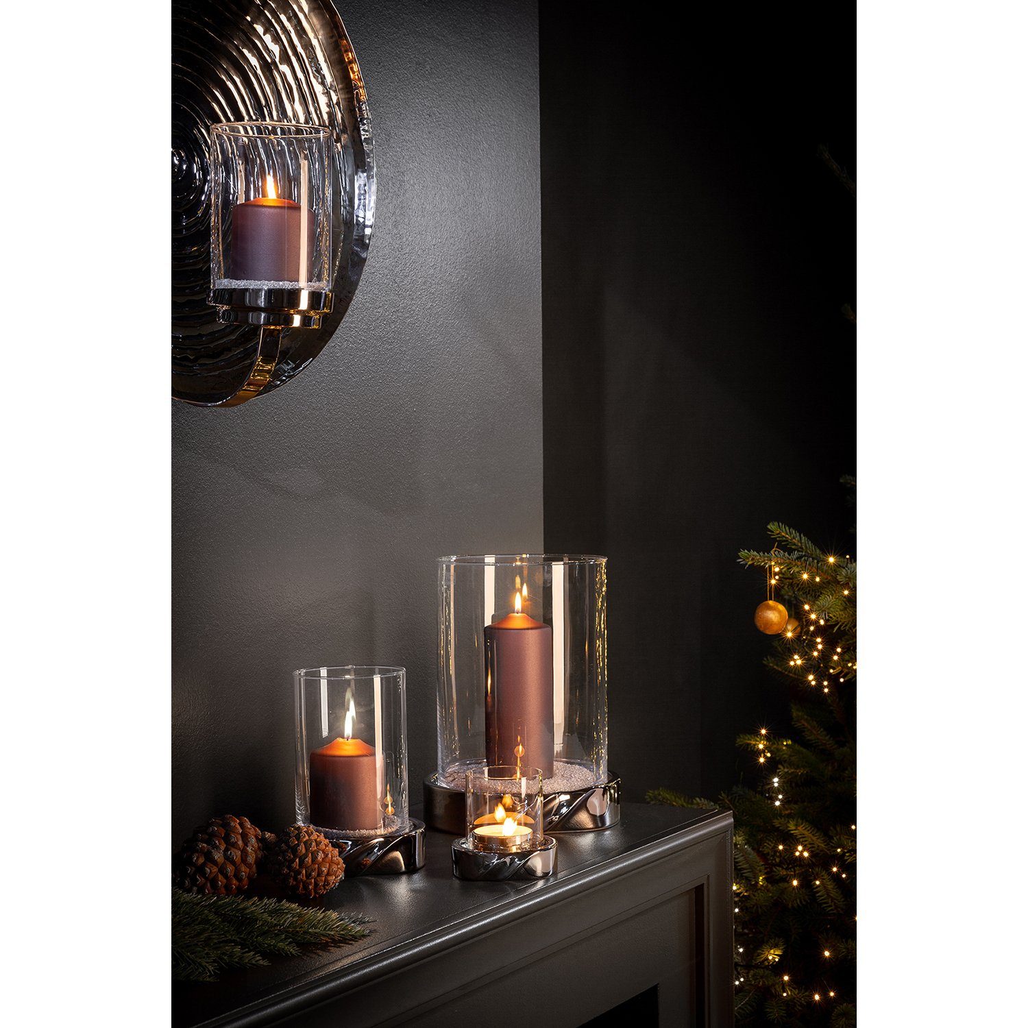 Fink Windlicht LE DECOR Windlicht mit Glas - H.10cm x D.11cm - silberfarben günstig online kaufen