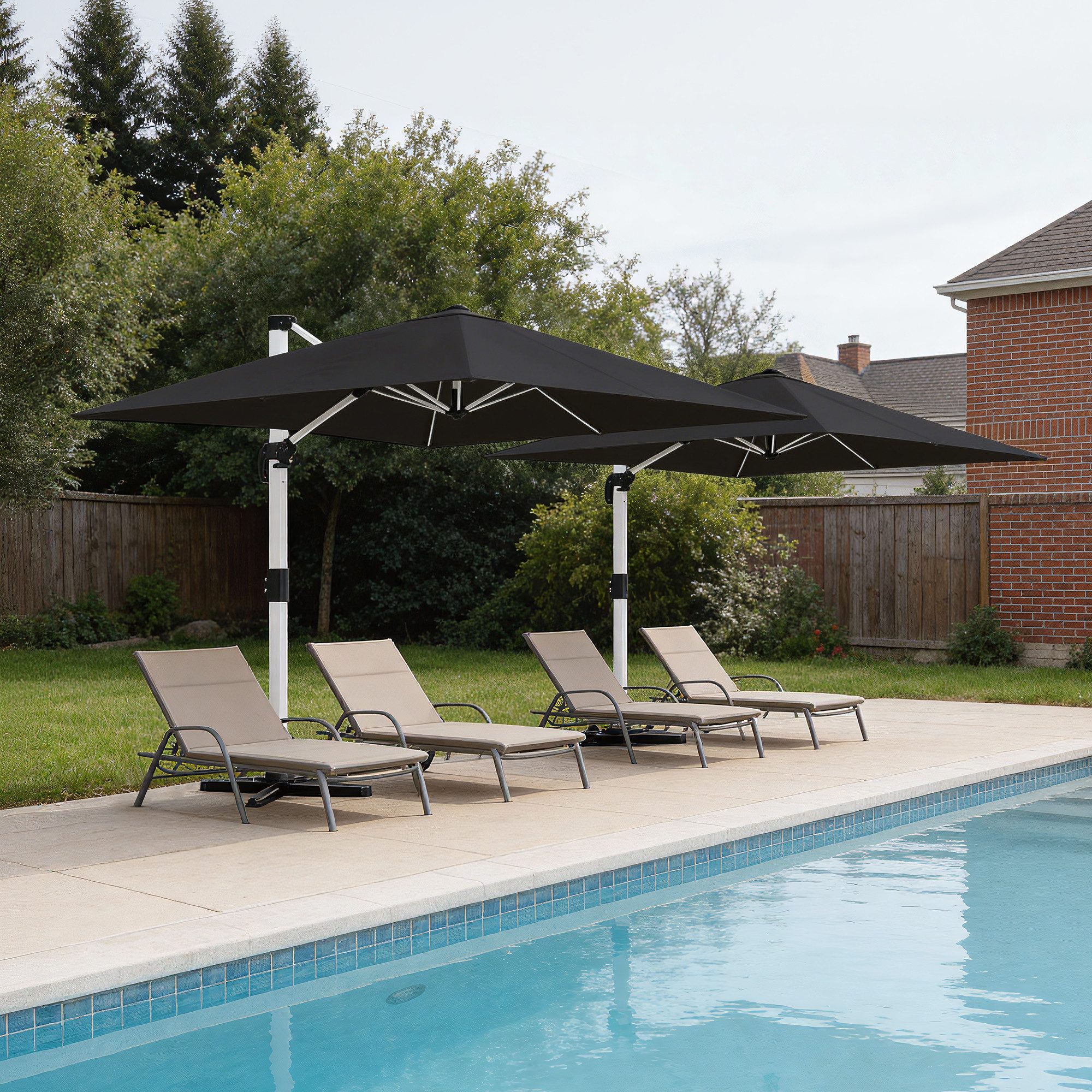 HOMALL Sonnenschirm 300x400 cm Ampelschirm mit Ständer, 360 Grad drehbar, UV-Schutz 50+, 300*400CM, φ330CM, 270*270CM, Gewicht 18-28KG, faltbar, geeignet für Garten, Terrasse, Schwimmbad