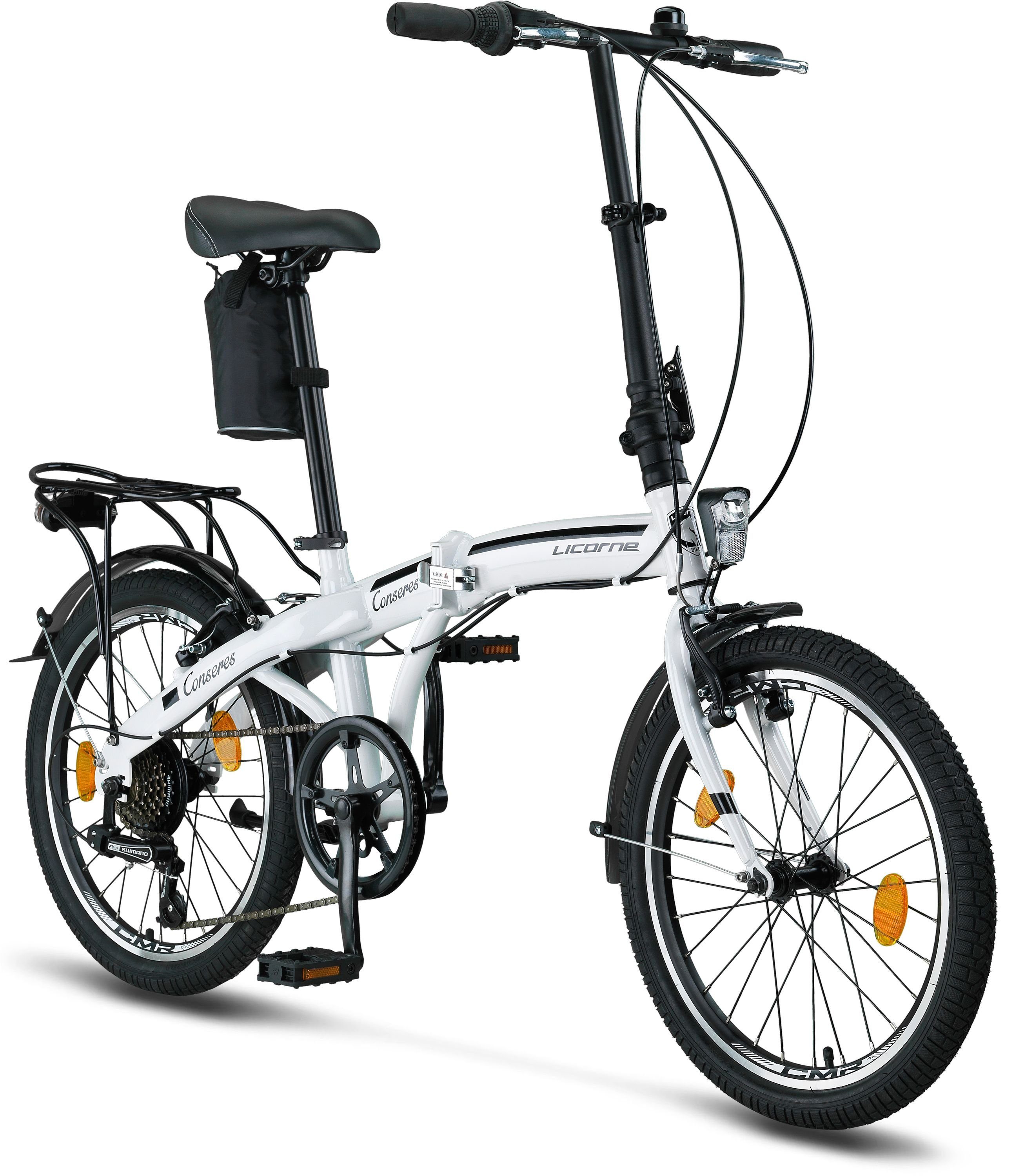 Licorne Bike Klapprad »Licorne Bike Conseres Premium Falt Bike in 20 Zoll -  Fahrrad für Herren, Jungen, Mädchen und Damen - Shimano 6 Gang-Schaltung -  Hollandfahrrad«
