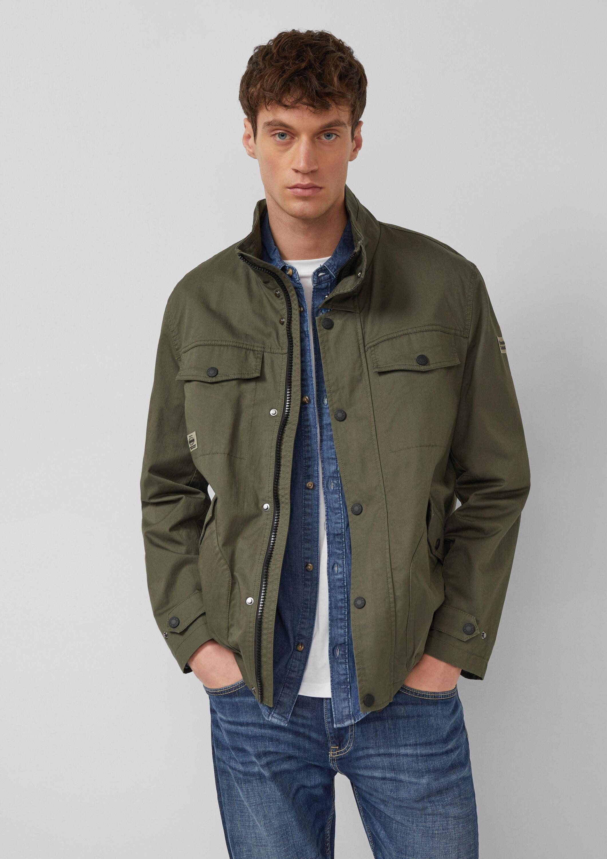 s.Oliver Funktionsjacke Outdoor-Jacke Baumwolljacke mit Twill-Struktur und aufgesetzten Taschen