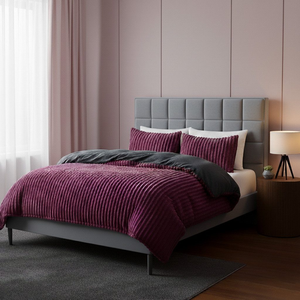 Buymax Постельное белье Teddy Plüsch Cord, Fleece, 3 teilig, Winterbettwäsche Set, extra warm, 200x220 cm