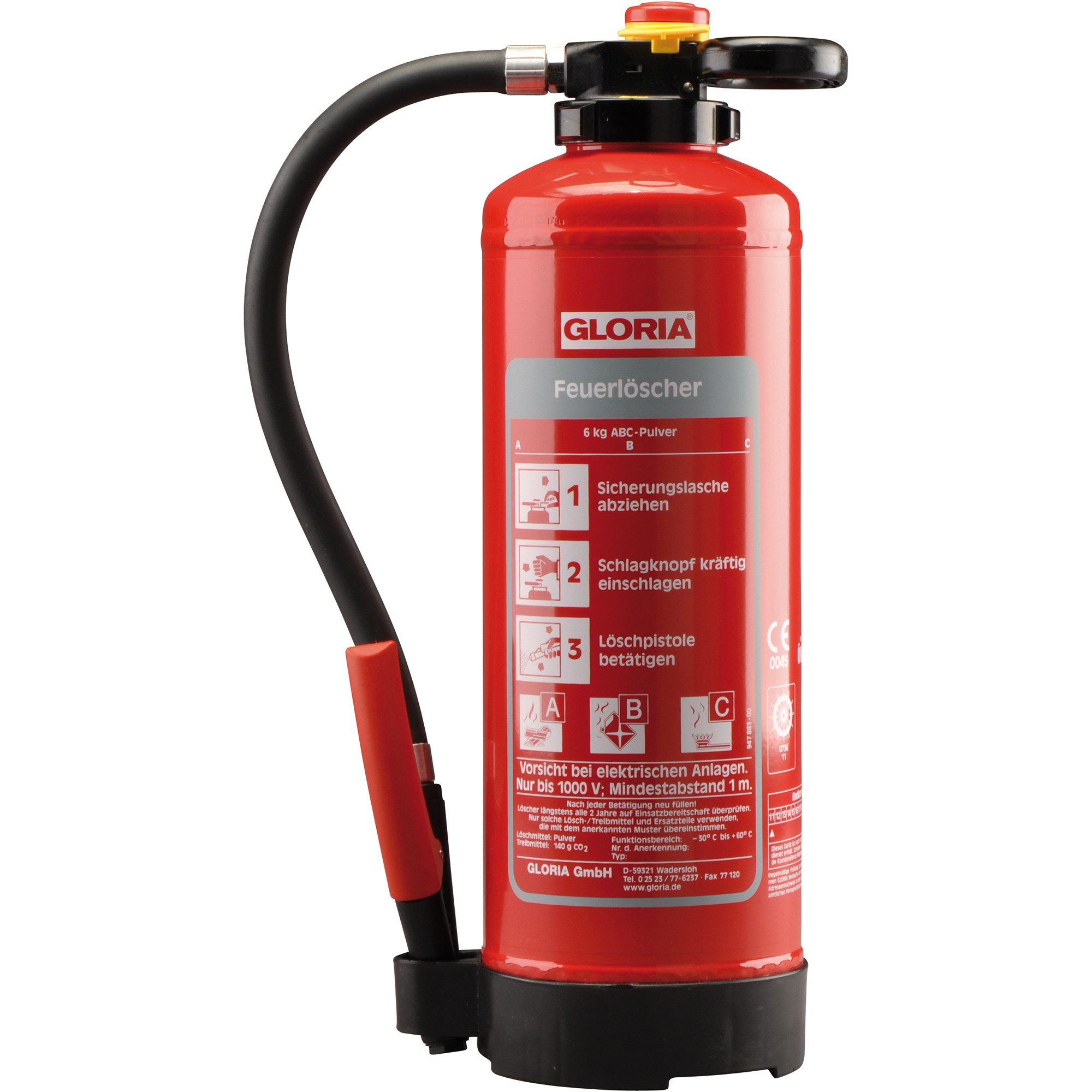 Gloria Kettenschloss Handfeuerlöscher P 6 PRO 801941.0000 Brandklasse 34A / 233B
