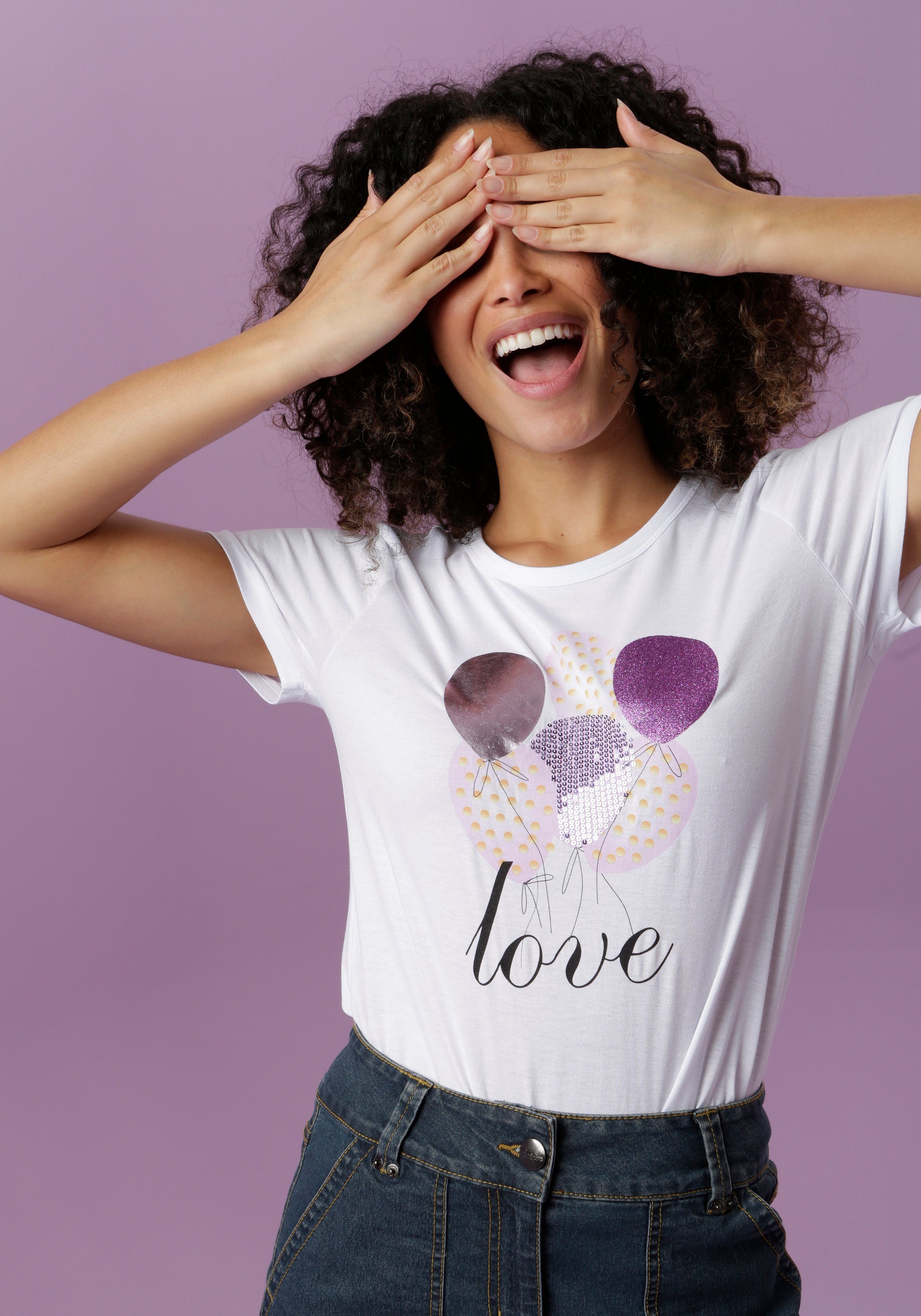 Aniston CASUAL T-Shirt mit Luftballons bedruckt, günstig online kaufen