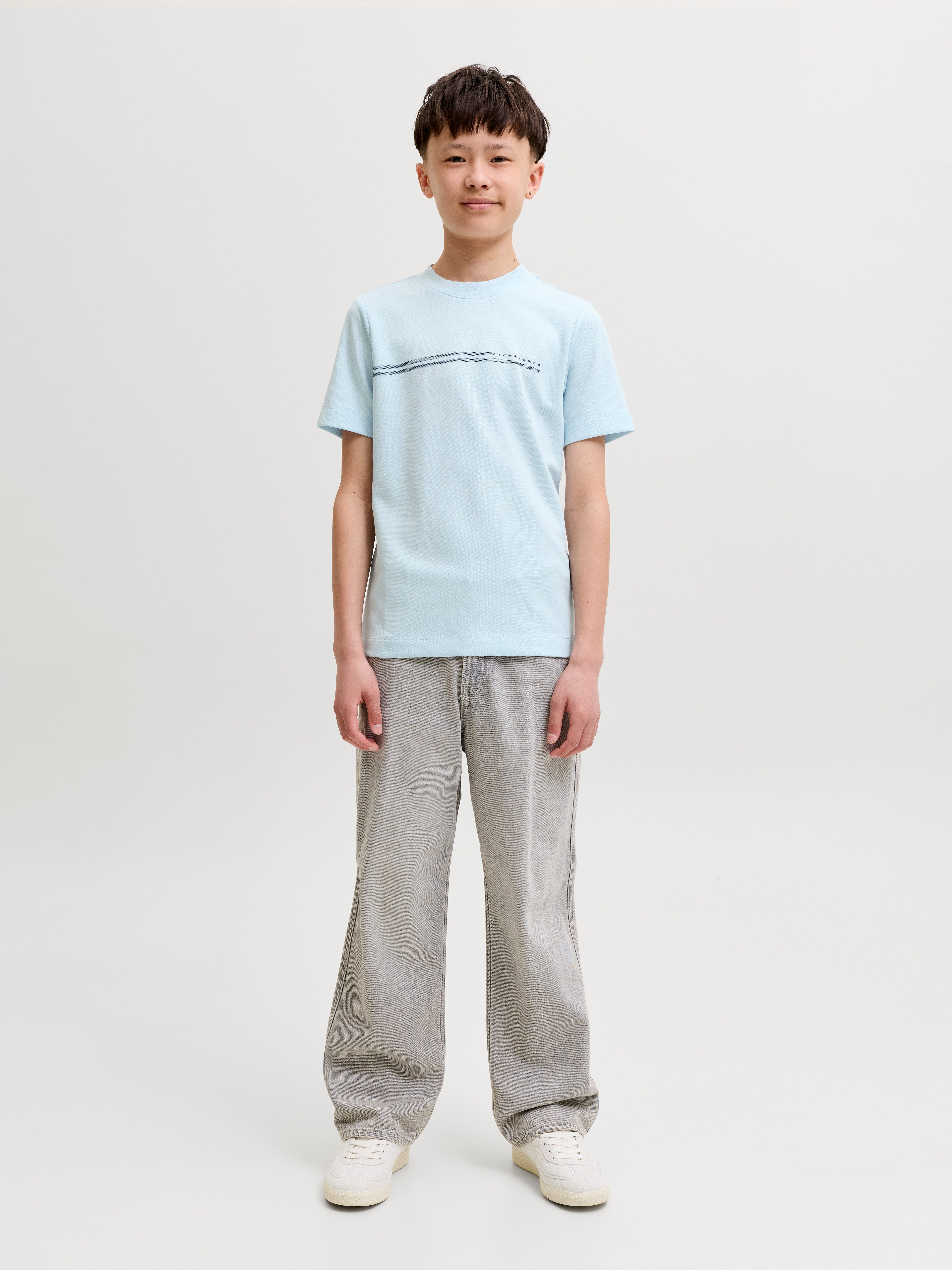 Jack & Jones Junior T-Shirt JCOFUSION CHEST BRAND TEE SS CN JNR Materialmix, regular Fit, Kurzarm – Bild 3 von 5