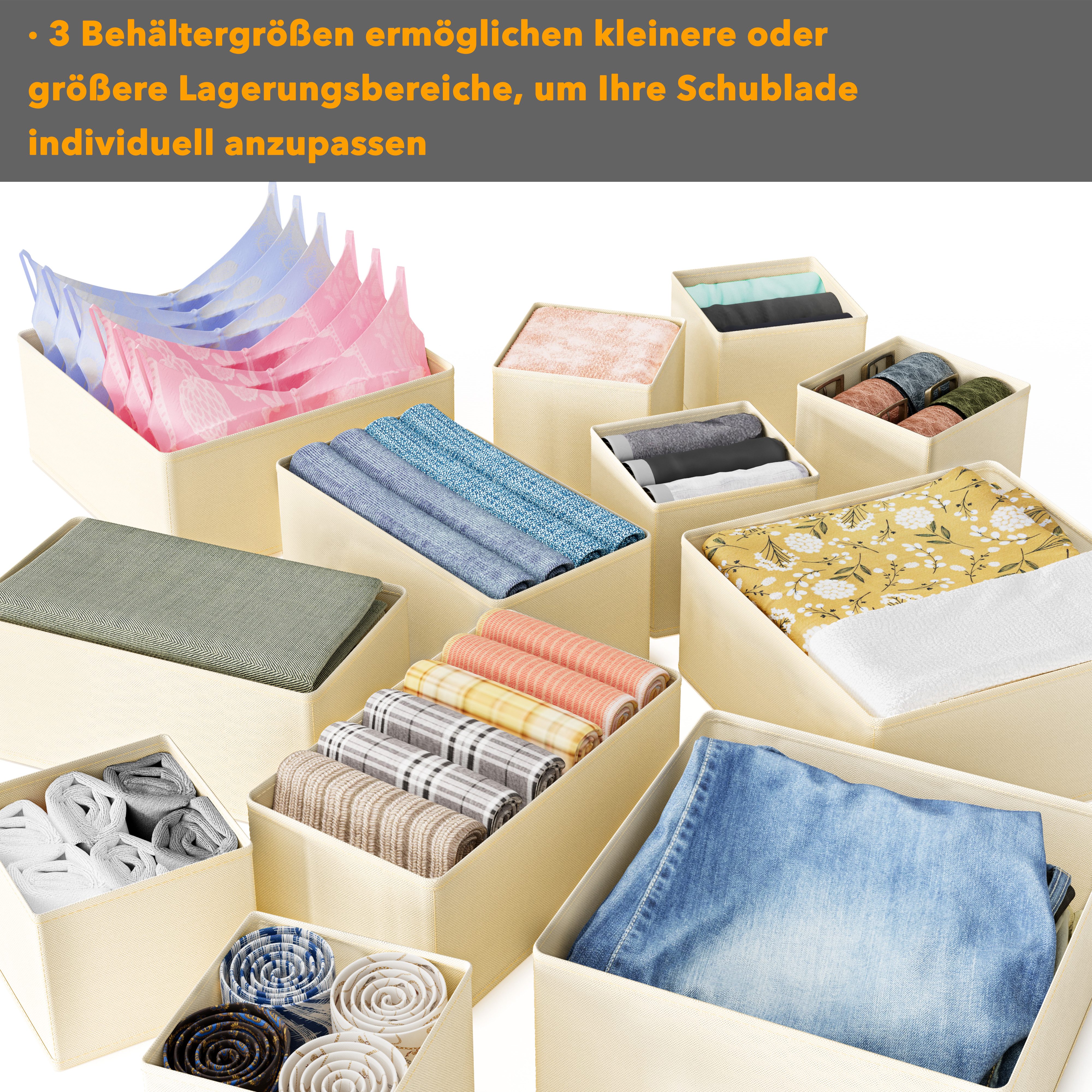SpaceAid Auflagenbox 12 er Schubladen Organizer (Unterwäsche Organizer), Faltbare Aufbewahrungsbox Stoff – Bild 5 von 5