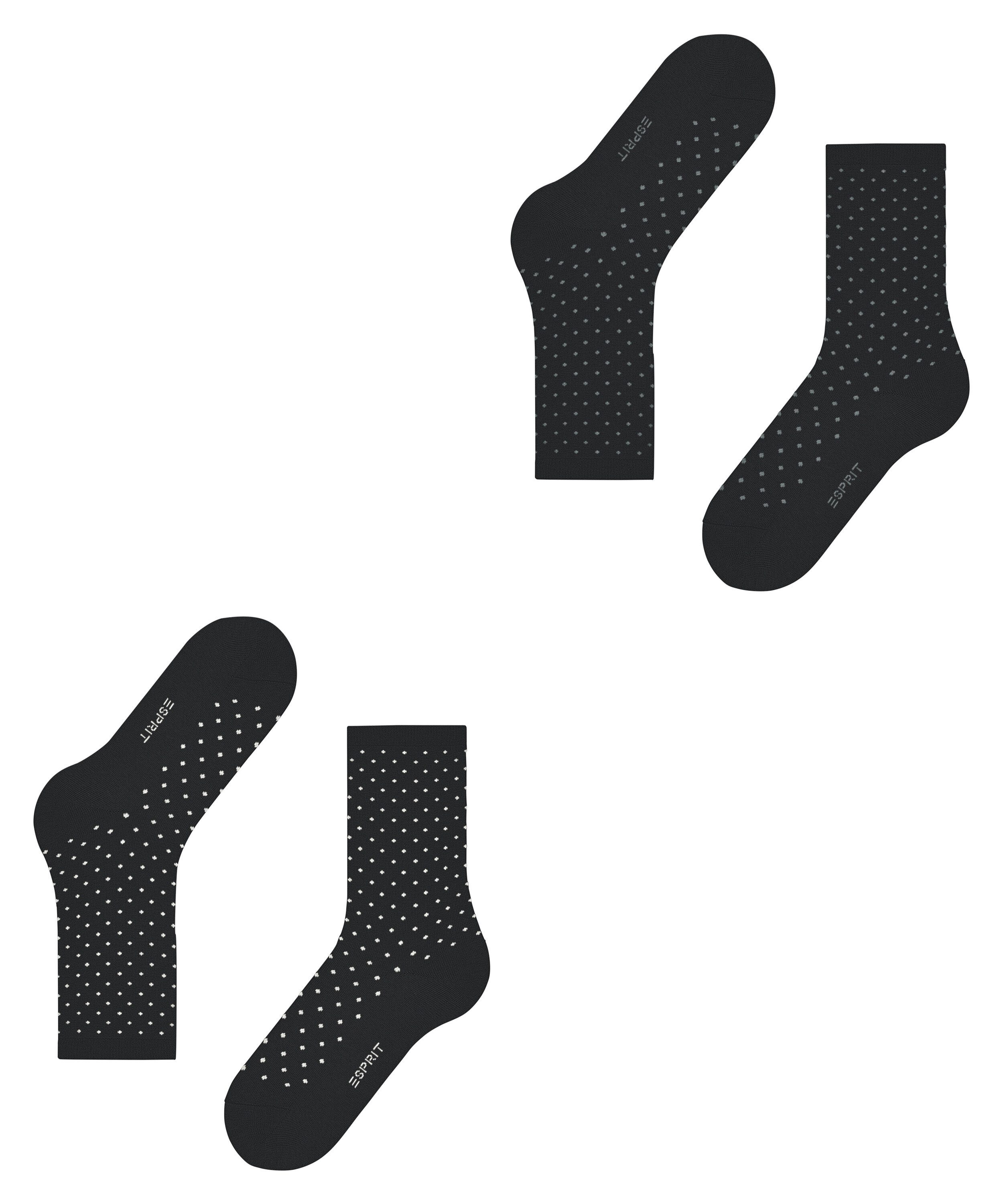 Esprit Socken Fine Dot (2 Paar) mit Punkten, schmales Bündchen, Baumwoll-Mix
