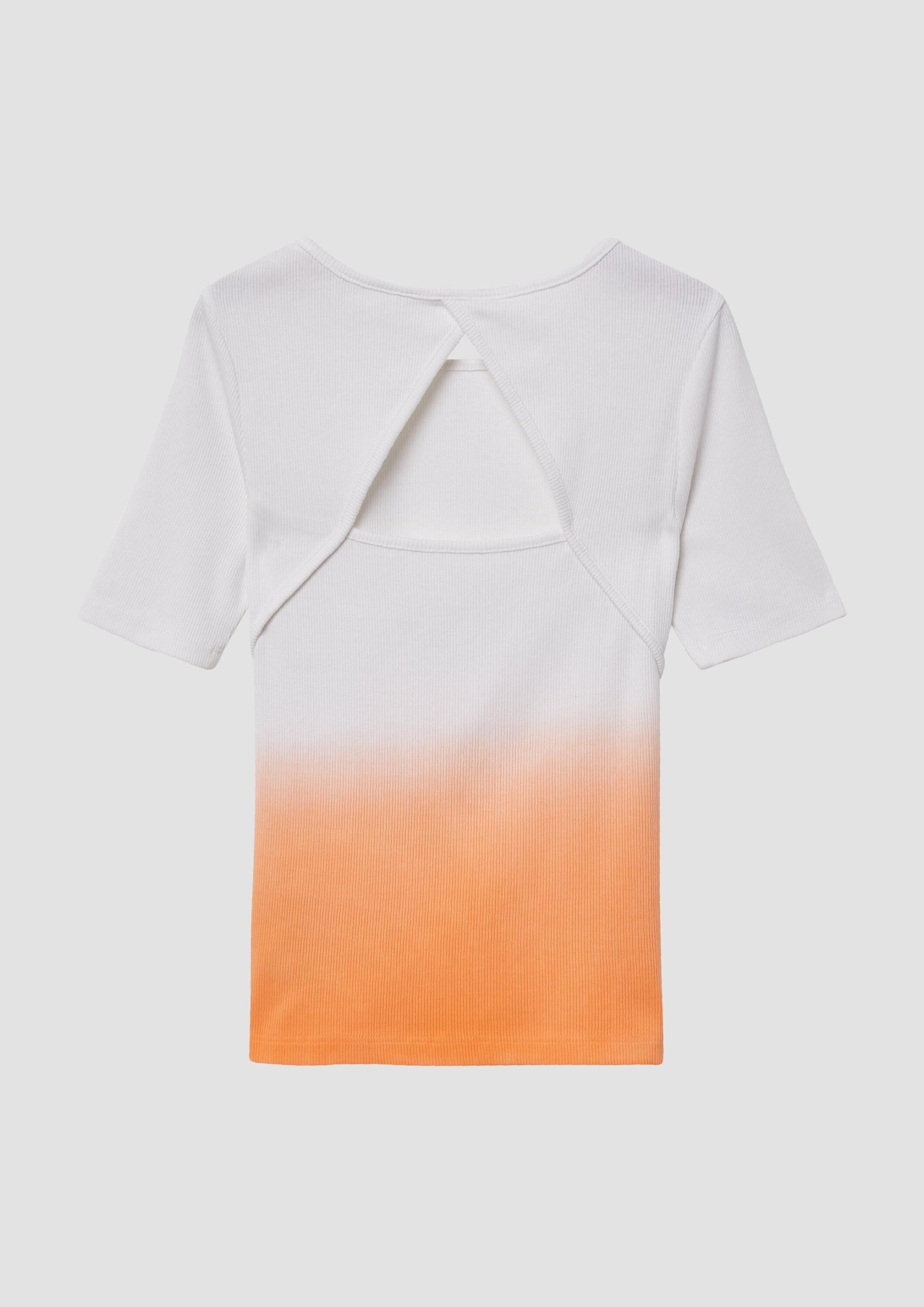 s.Oliver Kurzarmshirt T-Shirt Geripptes T-Shirt mit Cut-out und Farbverlauf