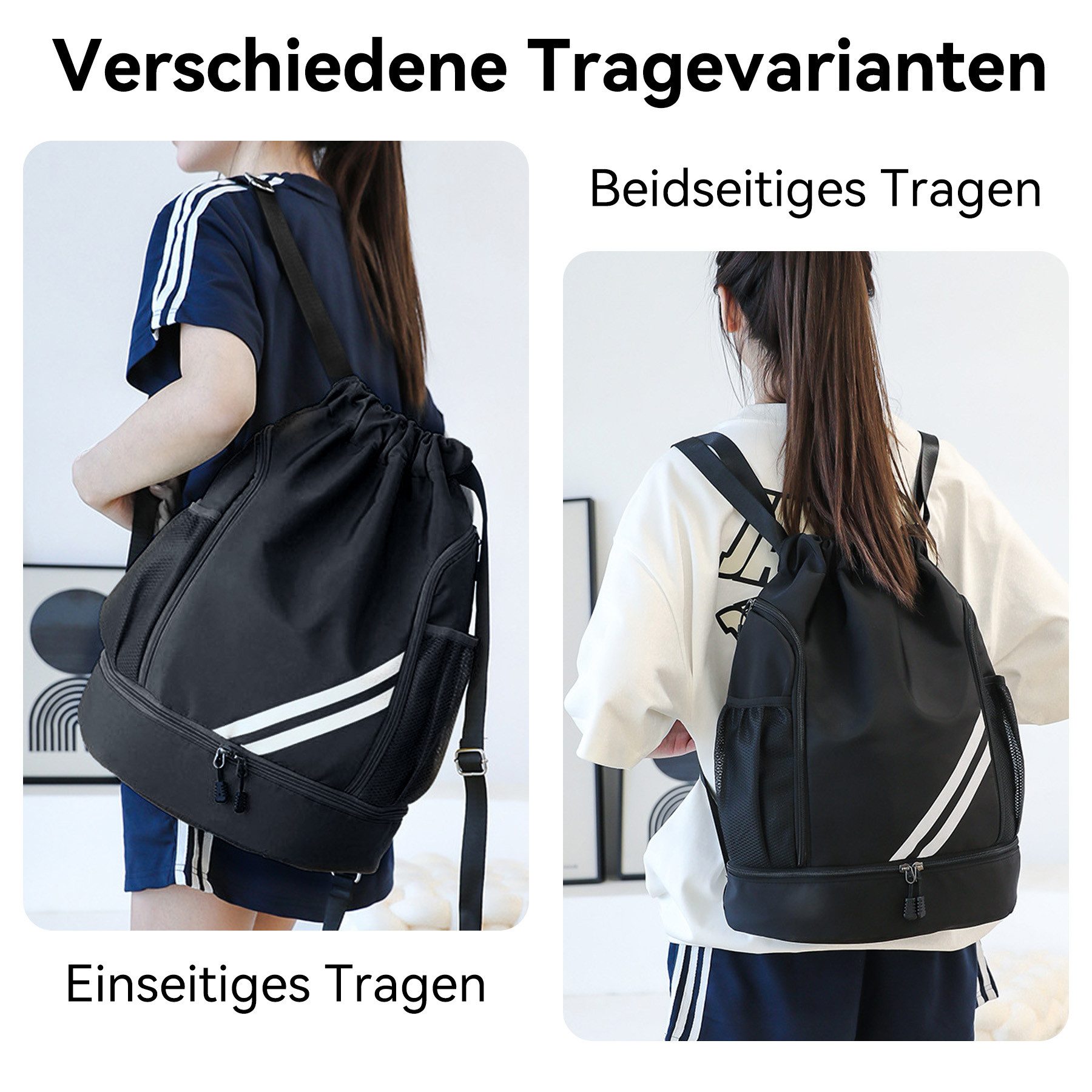 Mutig Freizeittasche Turnbeutel Freizeittasche Sportbeutel Große Tasche Kapazität Fußball (verstellbar,große Kapazität, Mit Ball und Bodenfach, wasserdicht, Ide – Bild 5 von 5