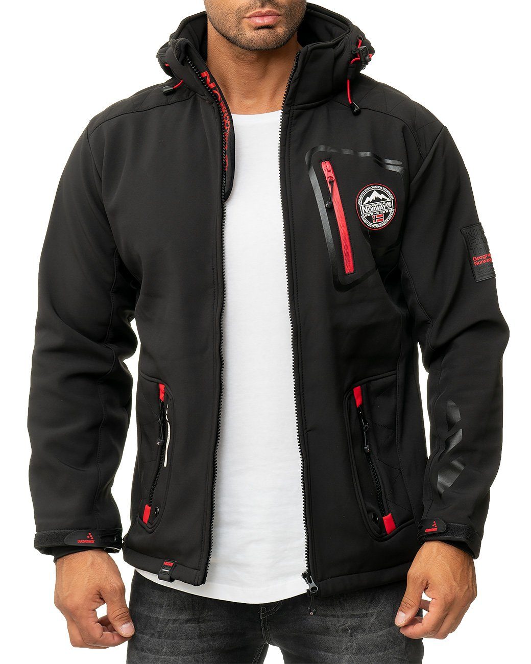 Geographical Norway Softshelljacke Herren Outdoor Jacke batacebook (1-St) mit Kapuze schwarz