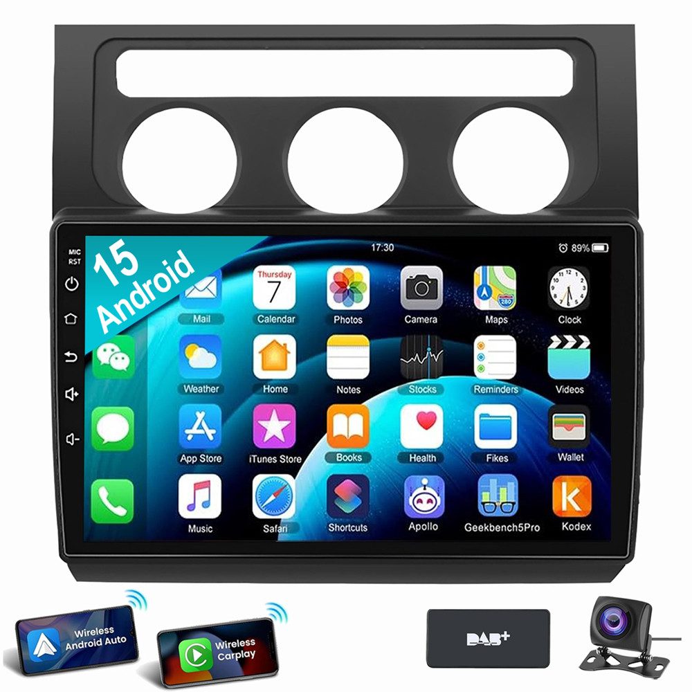 Für VW Touran 1T1 1T2 1T3 2003-2010 CarPlay Android 15 Navi WIFI Autoradio