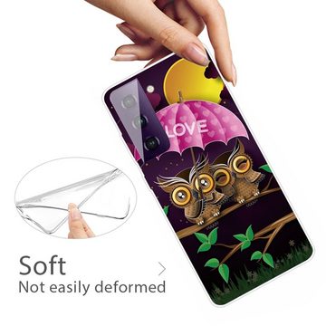 Wigento Handyhülle Für Samsung Galaxy S21 Plus Silikon Case TPU Eulen Schutz Muster Tasche Hülle Cover Etuis