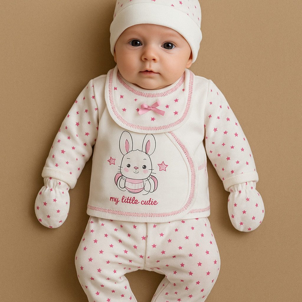 Strampler Baby Outfit, 5-teiliges Set für Mädchen, Neugeborene, 100% Baumwolle