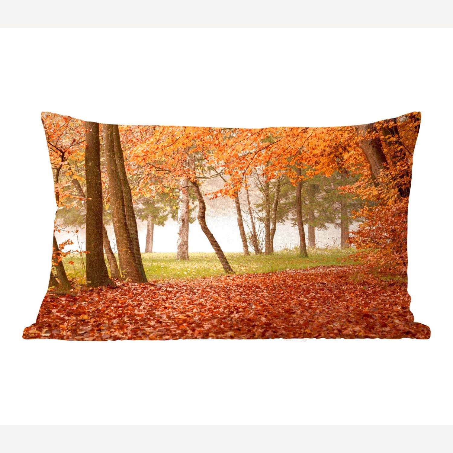 Füllung, Blätter - MuchoWow Dekokissen - Wald, mit Dekokissen Dekoration, Wohzimmer Schlafzimmer Zierkissen, Herbst