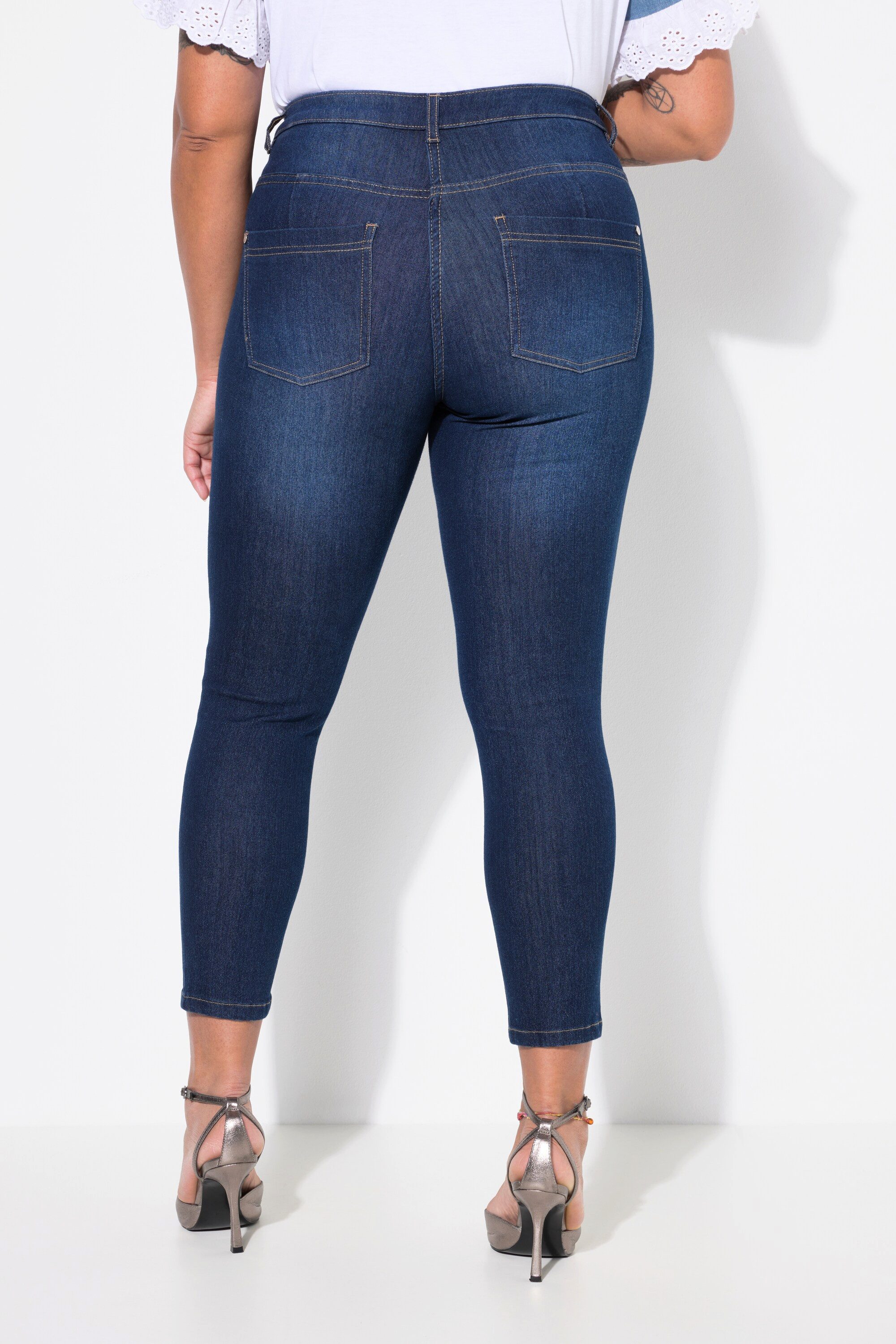 MIAMODA Regular-fit-Jeans Skinny-Jeans Slim Fit silberner Leo 5-Pocket