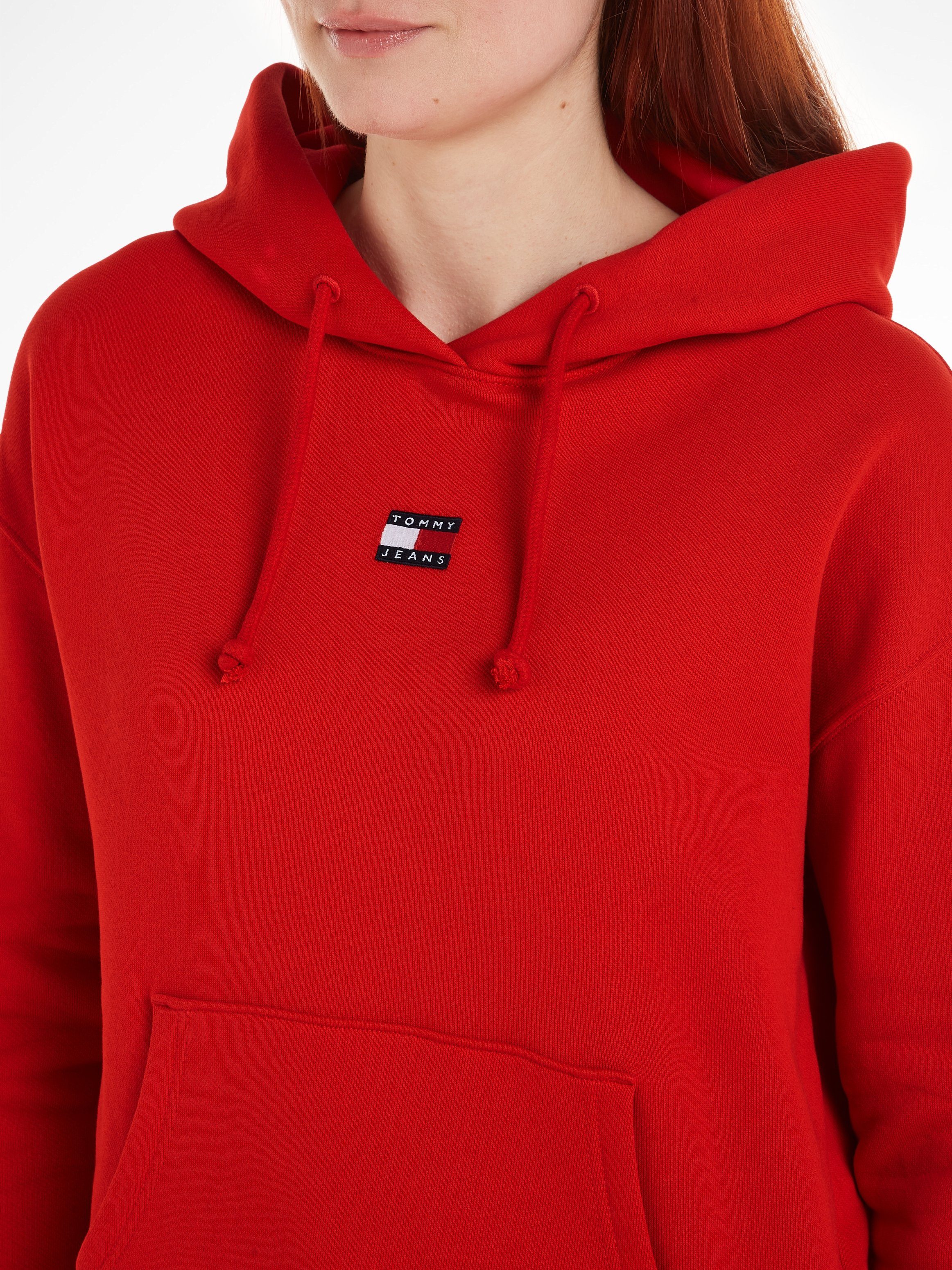 Tommy Jeans Kapuzensweatshirt mit Kängurutasche Deep Crimson