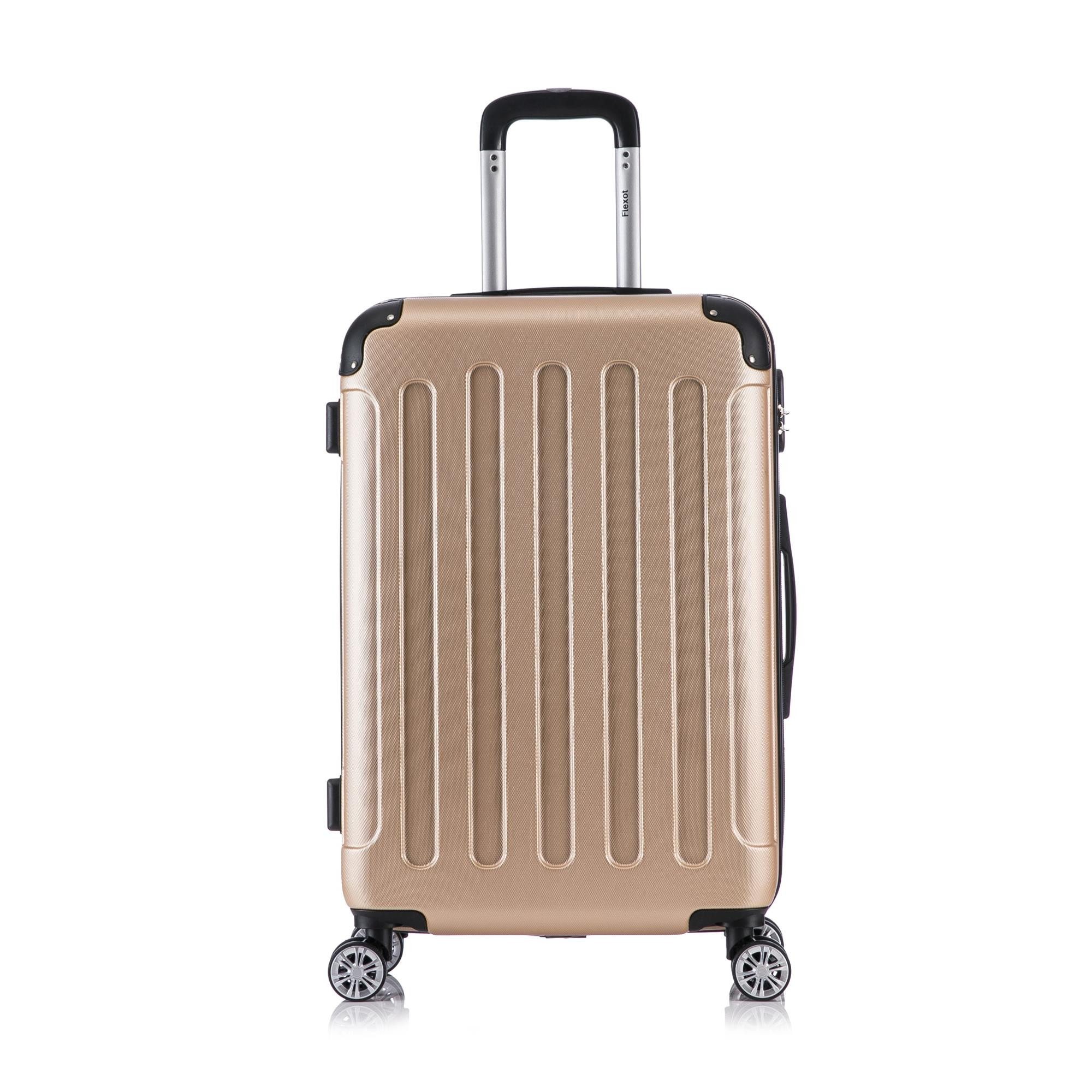 Flexot Hartschalen-Trolley F-2045 Kofferset, 360° Rollen, robuster Reisekoffer, Bordcase, 4 Rollen, Robuster und moderner Koffer mit vier 360° Rollen und Zahlenschloss