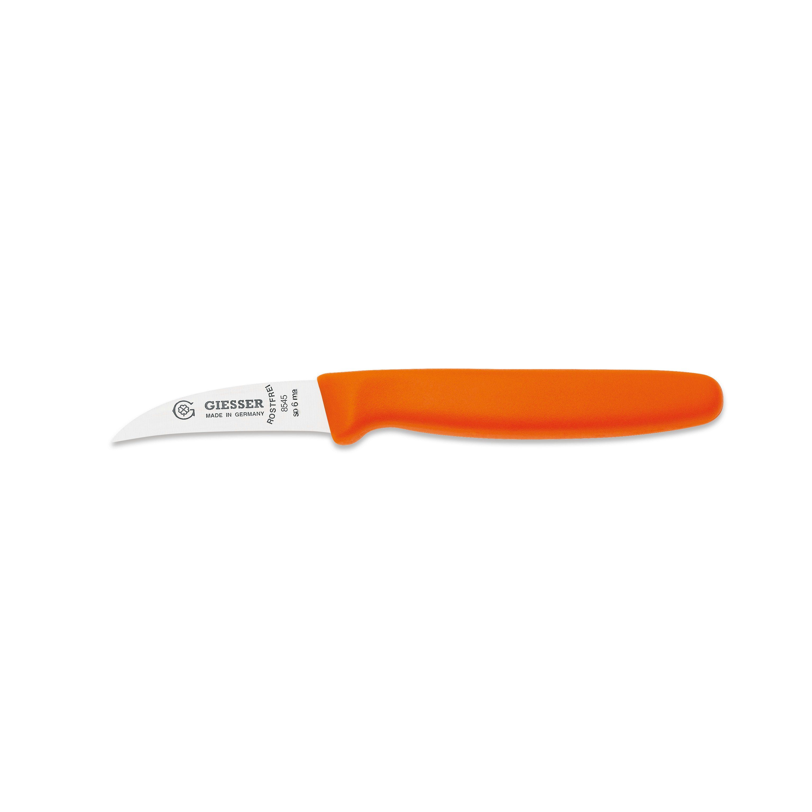 Giesser Messer Schälmesser Gemüsemesser 8545 sp 6, Handabzug, Klinge 6 cm Hohle-Schneide orange