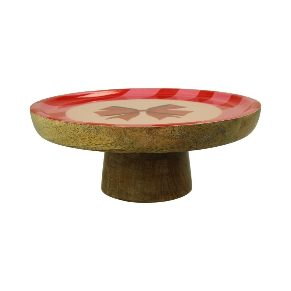 Kersten BV Tortenständer Kuchenständer Mango Holz, Pink - Schleife ⌀ 20 cm