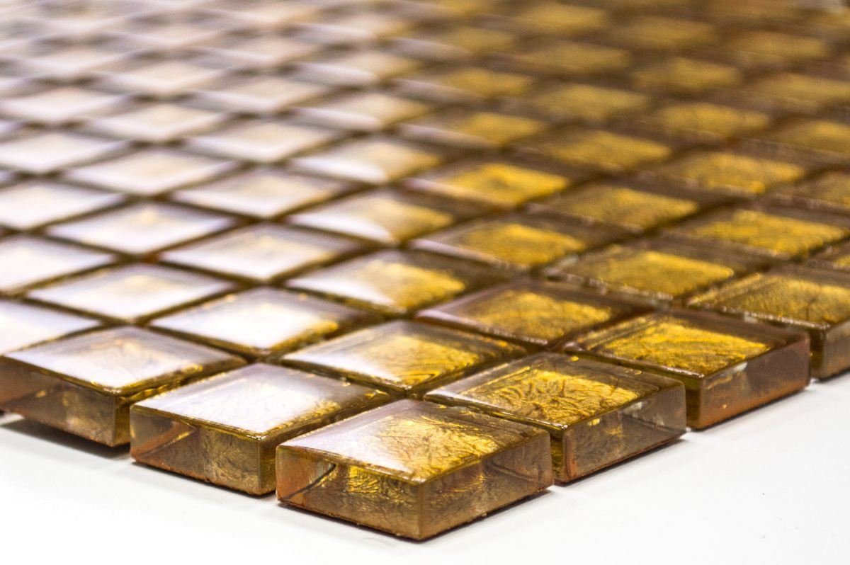 Glasmosaik Matten Mosaikfliesen gold Crystal / Mosani 10 Mosaikfliesen glänzend