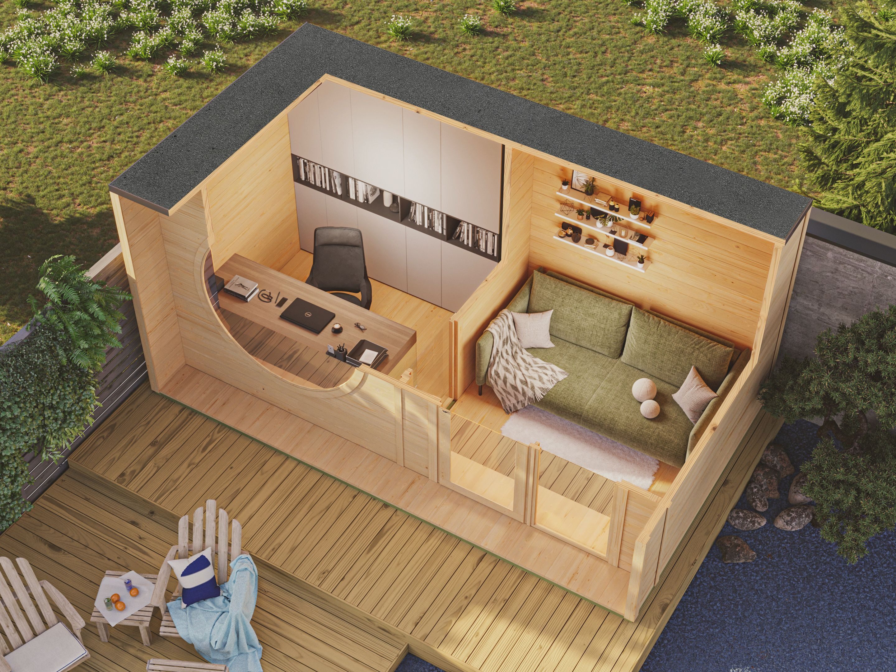 Fjordholz Gartenhaus Office Box Größe XL natur