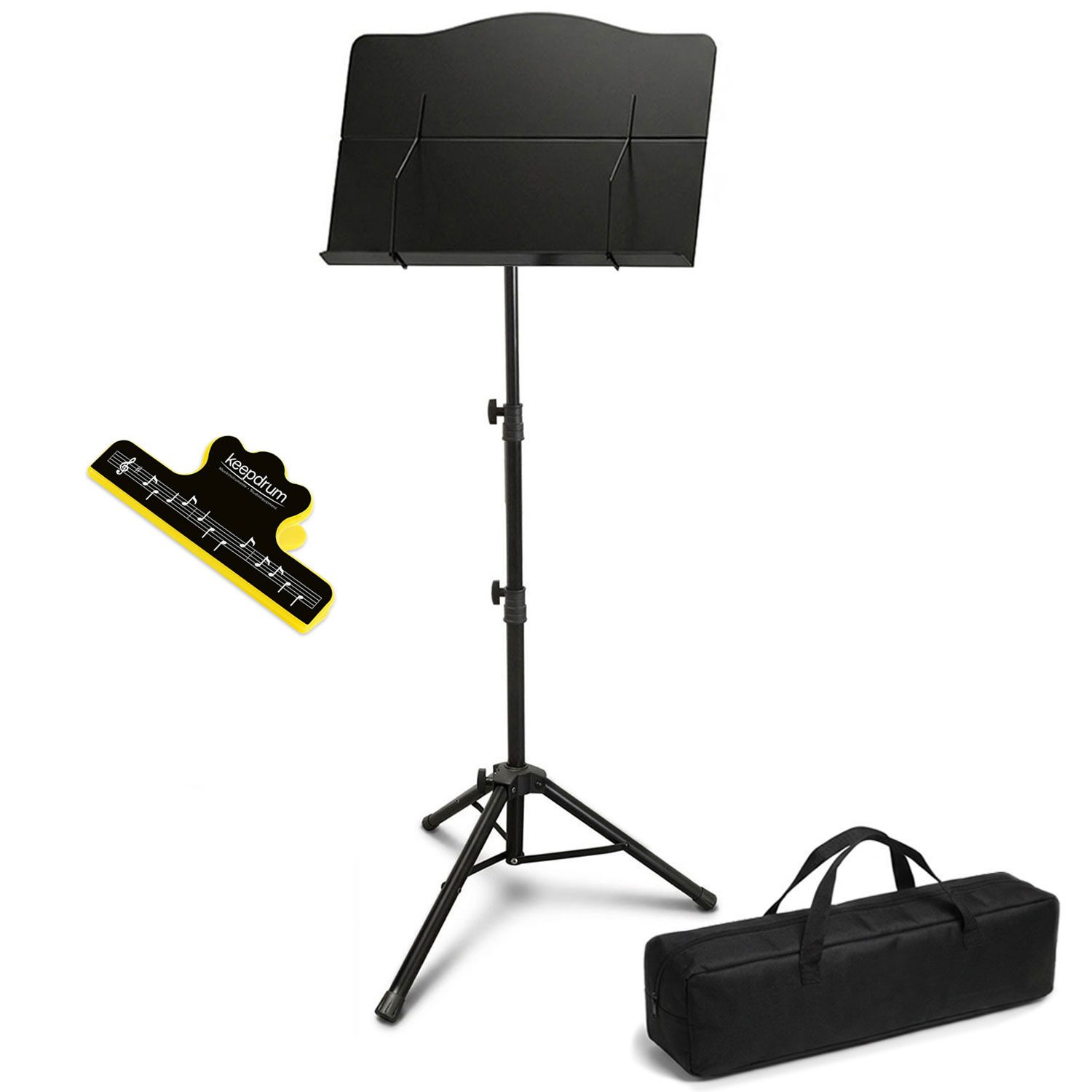 keepdrum Notenpult keepdrum Notenpult MUS024 mit Tasche und Notenklammer, (zusammenklappbar, 1-tlg., Notenpult), Vorteils-Set mit Notenklammer
