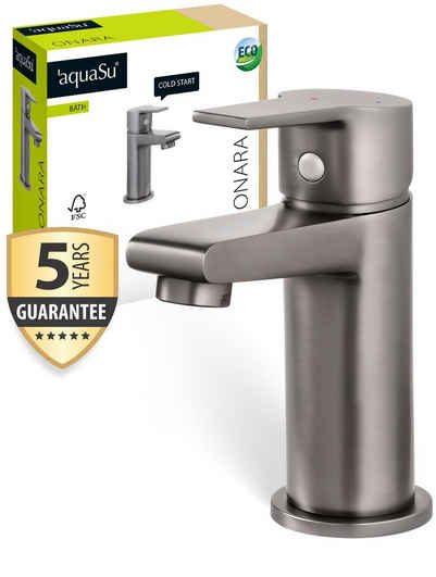 aquaSu Waschtischarmatur Onara Wasserspar-Kartusche, Standmontage, Hochdruck, Industrial, 798662