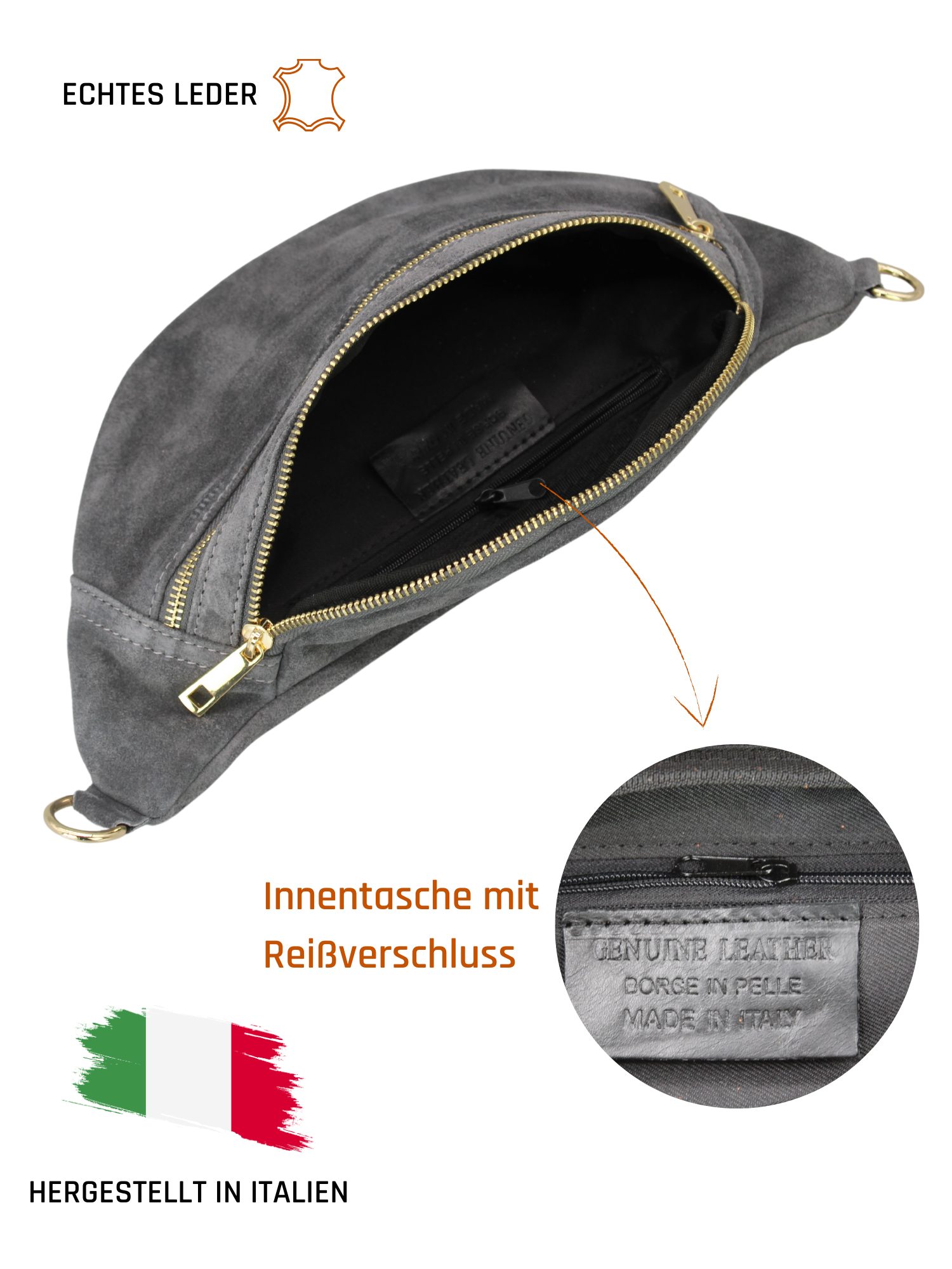 Adel Bags Gürteltasche CHLOÉ Suede Bauchtasche, Crossbody Tasche aus echtem Wildleder, hergestellt in Italien, aus echtem Wildleder, mit 2 Riemen