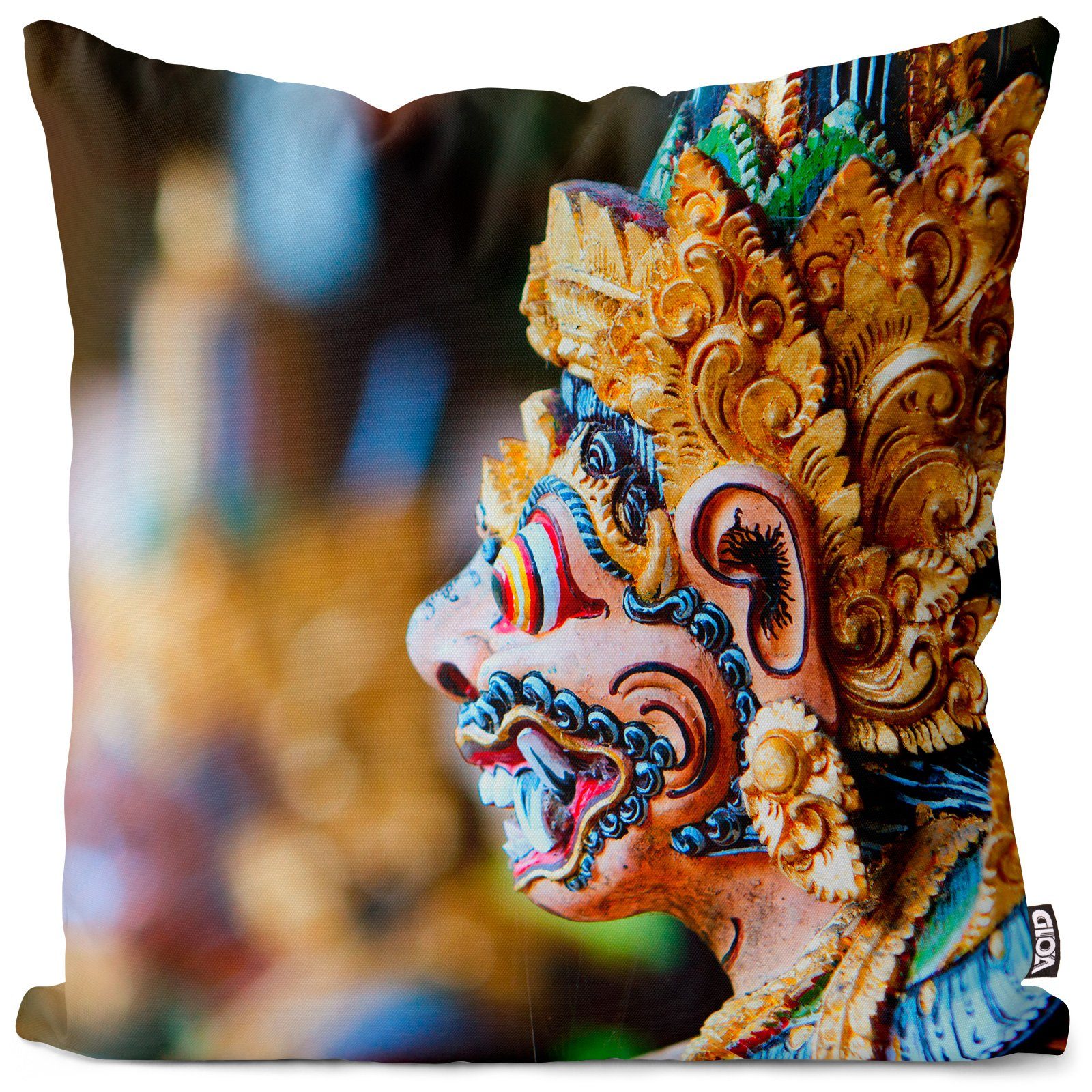 Kissenbezug, VOID (1 Stück), Sofa-Kissen Balinesische Maske Hinduismus Hindu Hindumaske Religion Orient Asien asiatisch Indonesien Kultur Kunst Gott Tempel