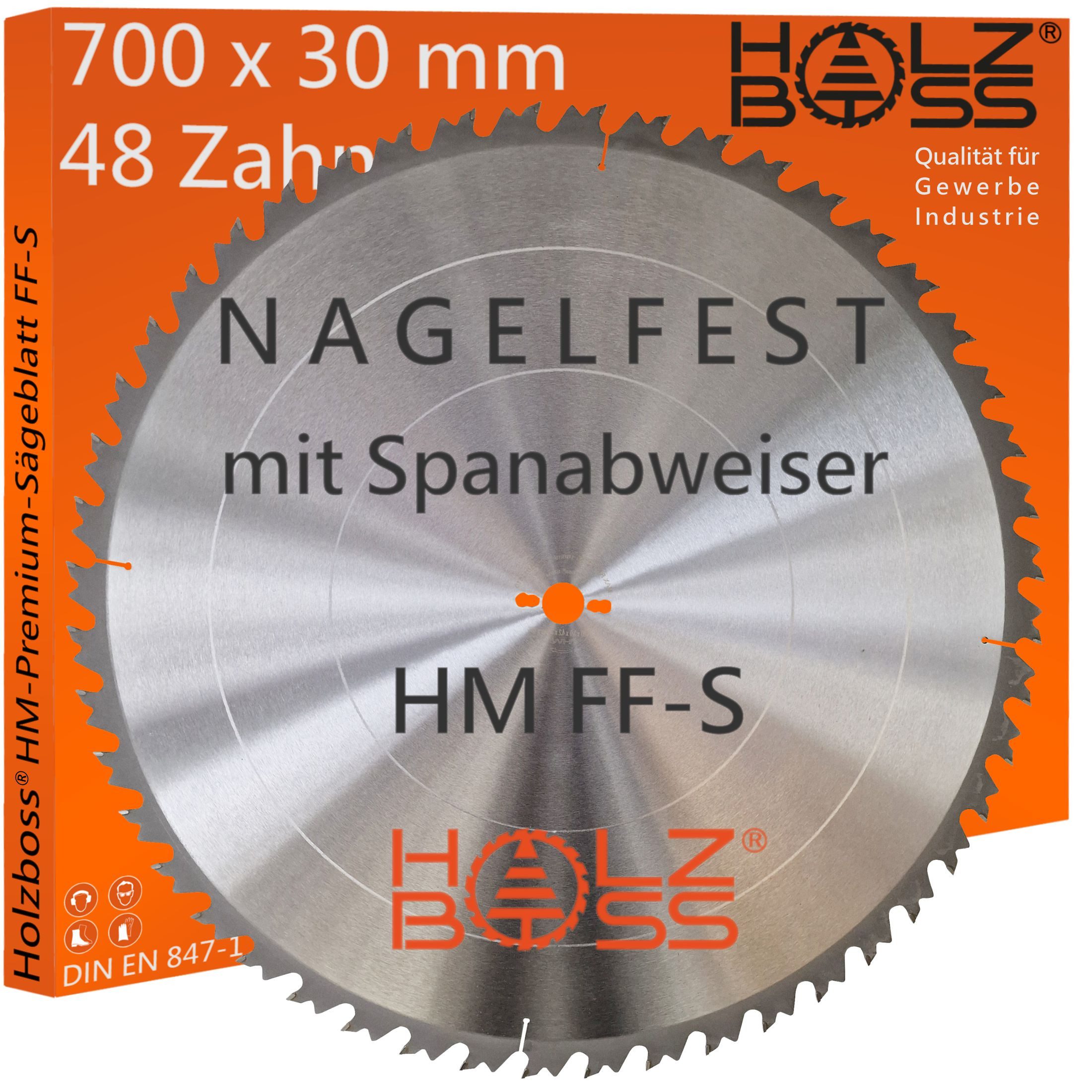 Holzboss® Sägeblatt NEUHEIT " Nagelfest mit Spanabweiser " HM-Sägeblatt FF-S 700x30mm