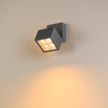SLV LED Außen-Wandleuchte LED Wand- und Deckenleuchte S-Cube in Anthrazit 4x 3,75W 1000lm IP65, keine Angabe, Leuchtmittel enthalten: Ja, fest verbaut, LED, warmweiss, Aussenlampe, Aussenwandleuchte, Outdoor-Leuchte