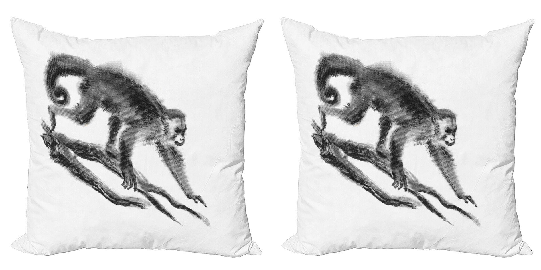 Kissenbezüge Modern Accent Doppelseitiger Digitaldruck, Abakuhaus (2 Stück), Tier Exotic Jungle Monkey