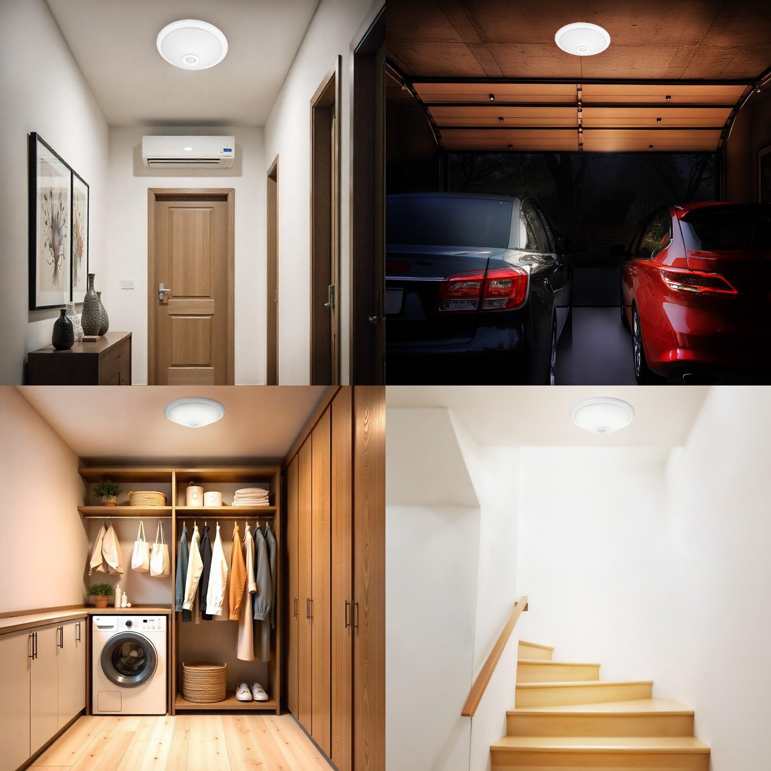 Maclean Deckenleuchten MCE324 für 2 LED-Birnen mit E27-Gewinde Bewegungssensor Ø 23 cm, ohne Leuchtmittel, Runde Deckenlampe 360 ° IP20 Intelligente Beleuchtung – Bild 4 von 5