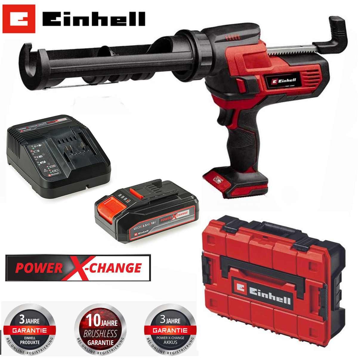 Einhell Akku-Kartuschenpistole Kartuschenpistole TE-SG 18/10 Li +2.5 Ah Akku & Ladegerät + Koffer