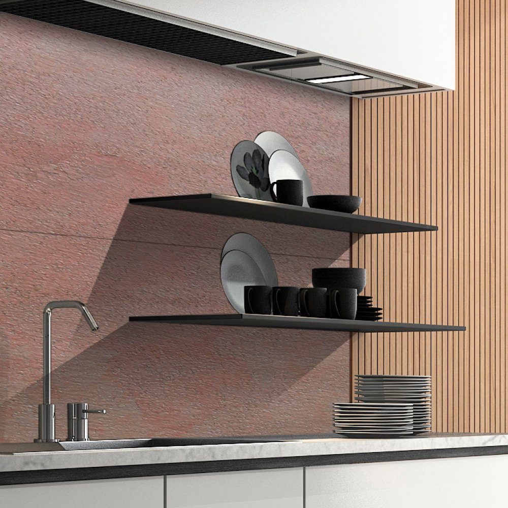 DRUCK-EXPERT Küchenrückwand Naturstein aus 100 % Echtstein - jede Platte ein Unikat Glimmerschiefer Rotgrau