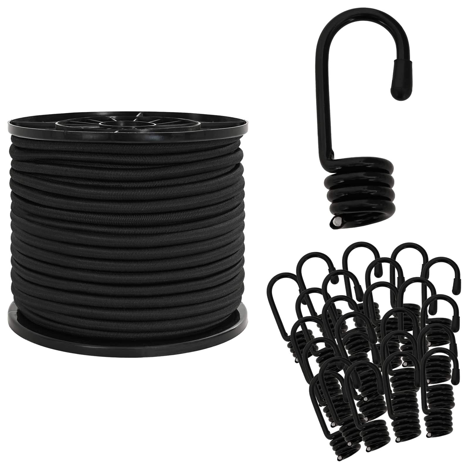 vidaXL Seil Bungee-Schnüre mit Haken 8 mm Schwarz PP und Gummi