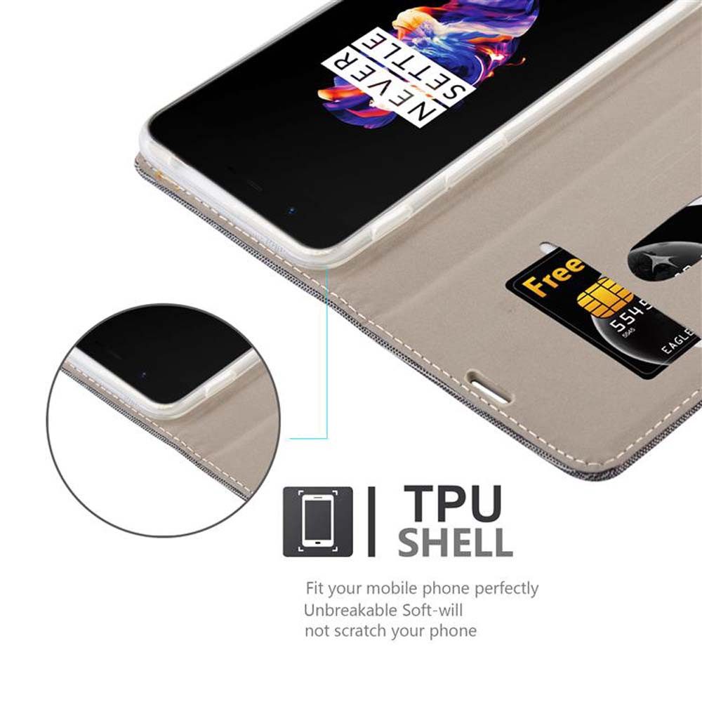 Cadorabo Handyhülle für OnePlus 5 Hülle OnePlus 5, Klappbare Handy Schutzhülle - Hülle - mit Standfunktion und Kartenfach