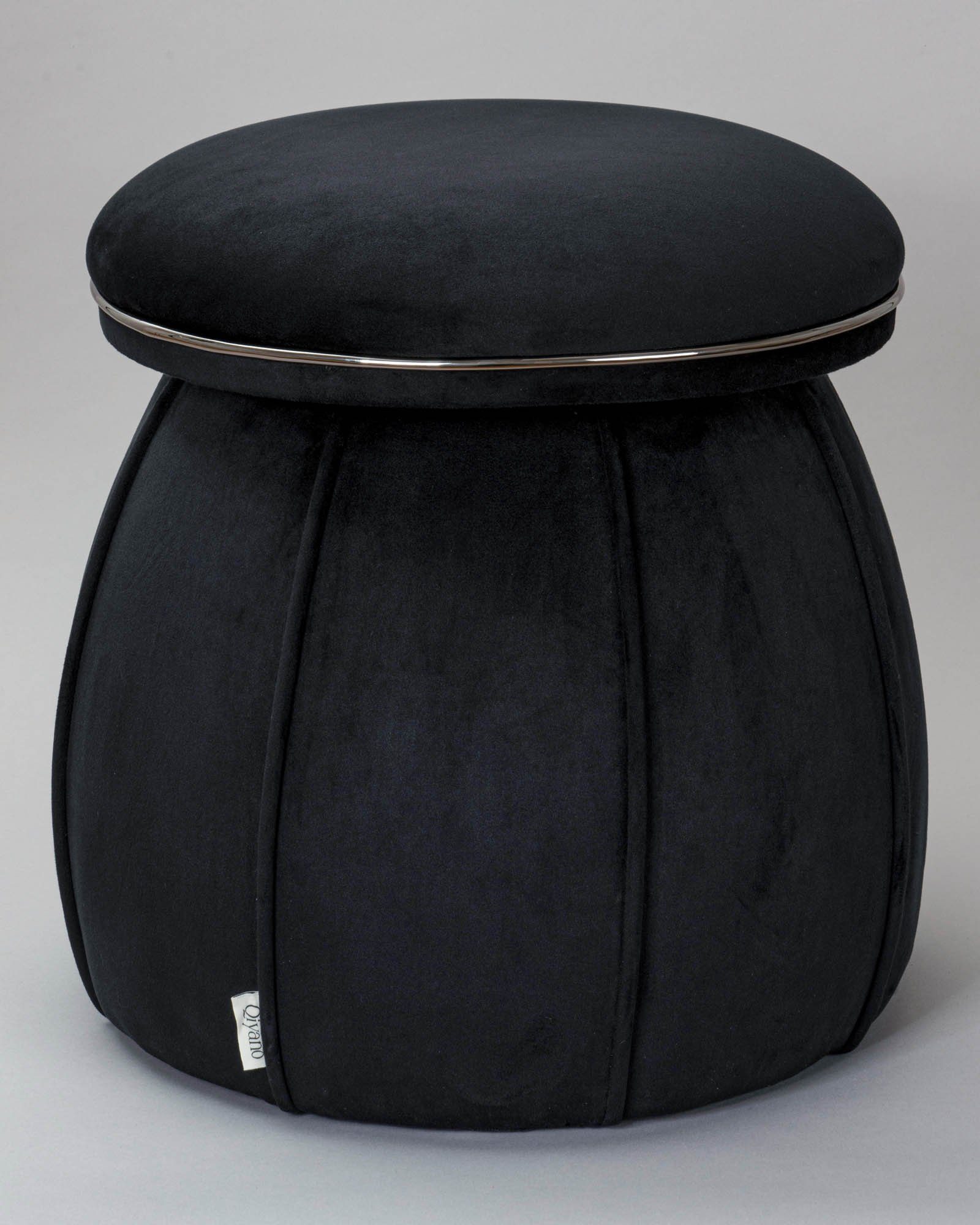 Qiyano Hocker Pouf Luana 100 Samt Schwarz (1 St)