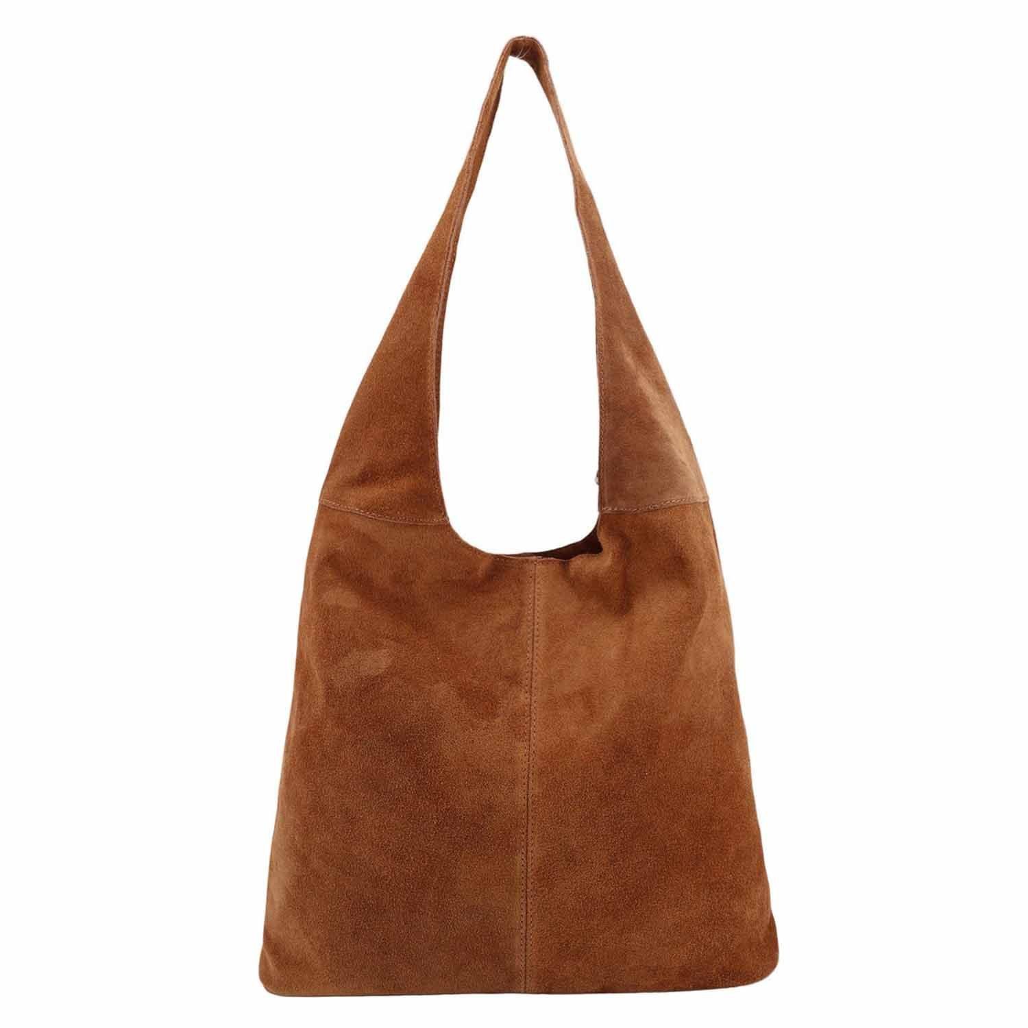 ITALYSHOP24 Shopper Made in Italy XL Damen echtes Leder Tasche Hobo Bag Schultertasche, Wildleder Umhängetasche Workbag Businesstasche Beuteltasche City Bag