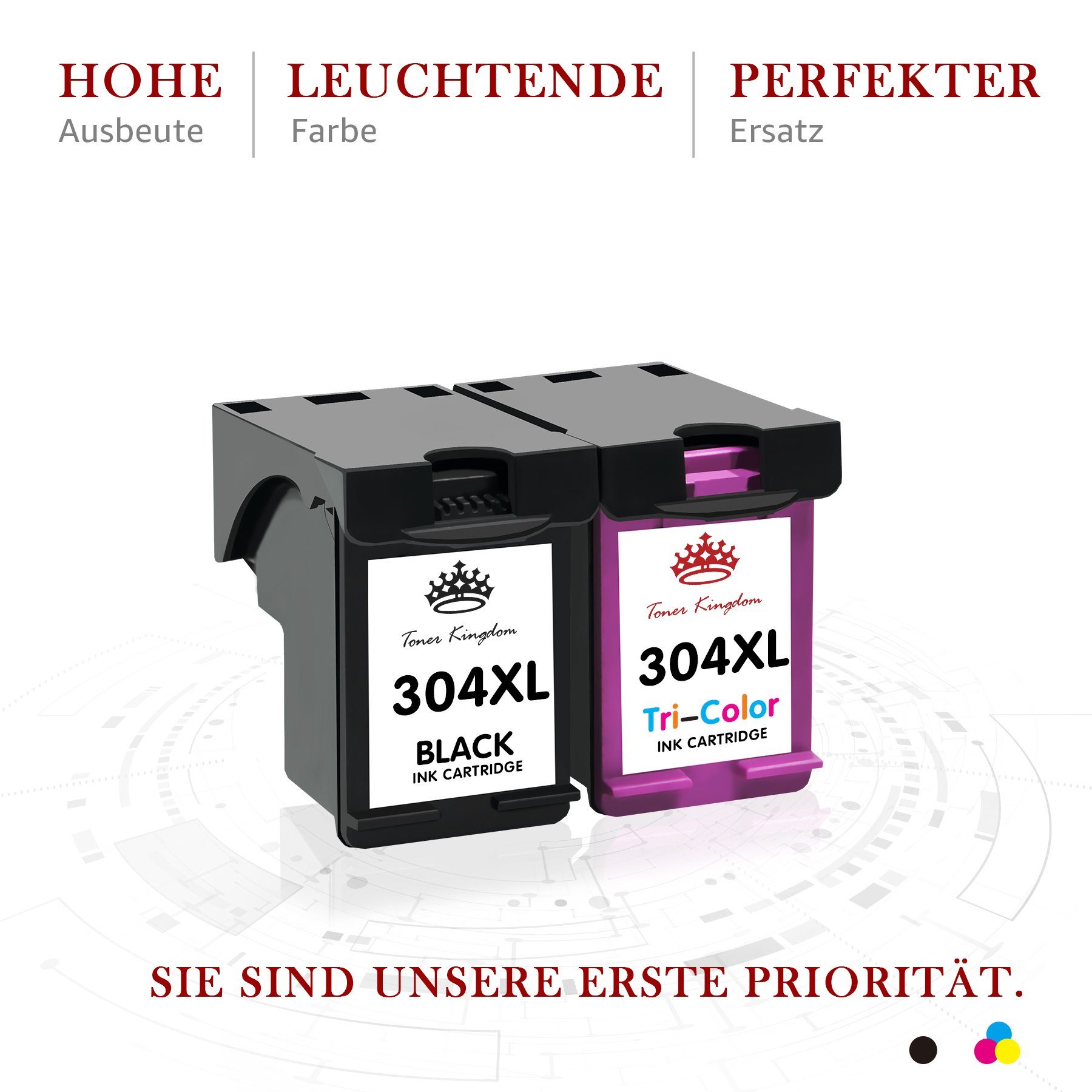 Toner 304 304XL Tintenpatrone AMP 5000 Kingdom 3pk HP ENVY für 5030 XL Kompatible 130