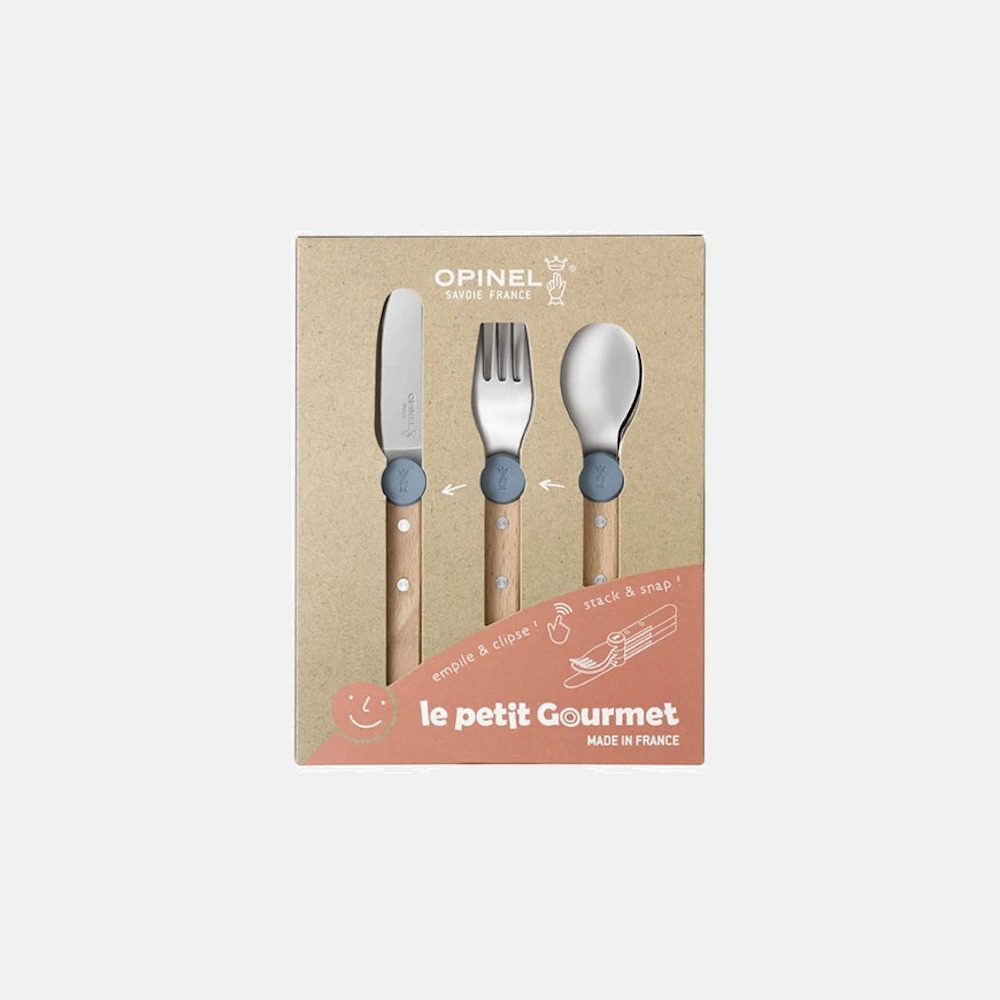 Opinel Besteck-Set OPINEL Le Petit Gourmet Kinderbesteckset, 3-tlg., REGENBLAU